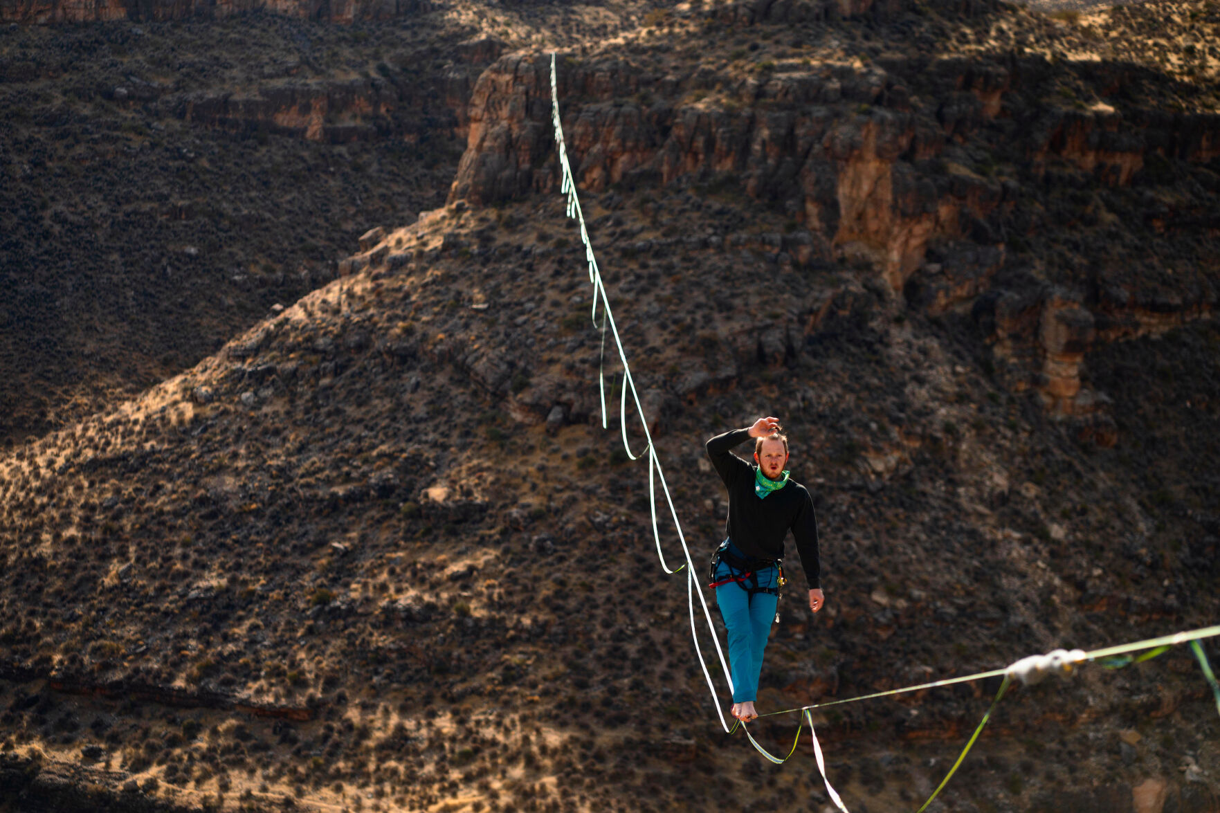 Caleb Beavers of Boulder highlines in Utah’s canyonlands. Photo courtesy Caleb Beavers