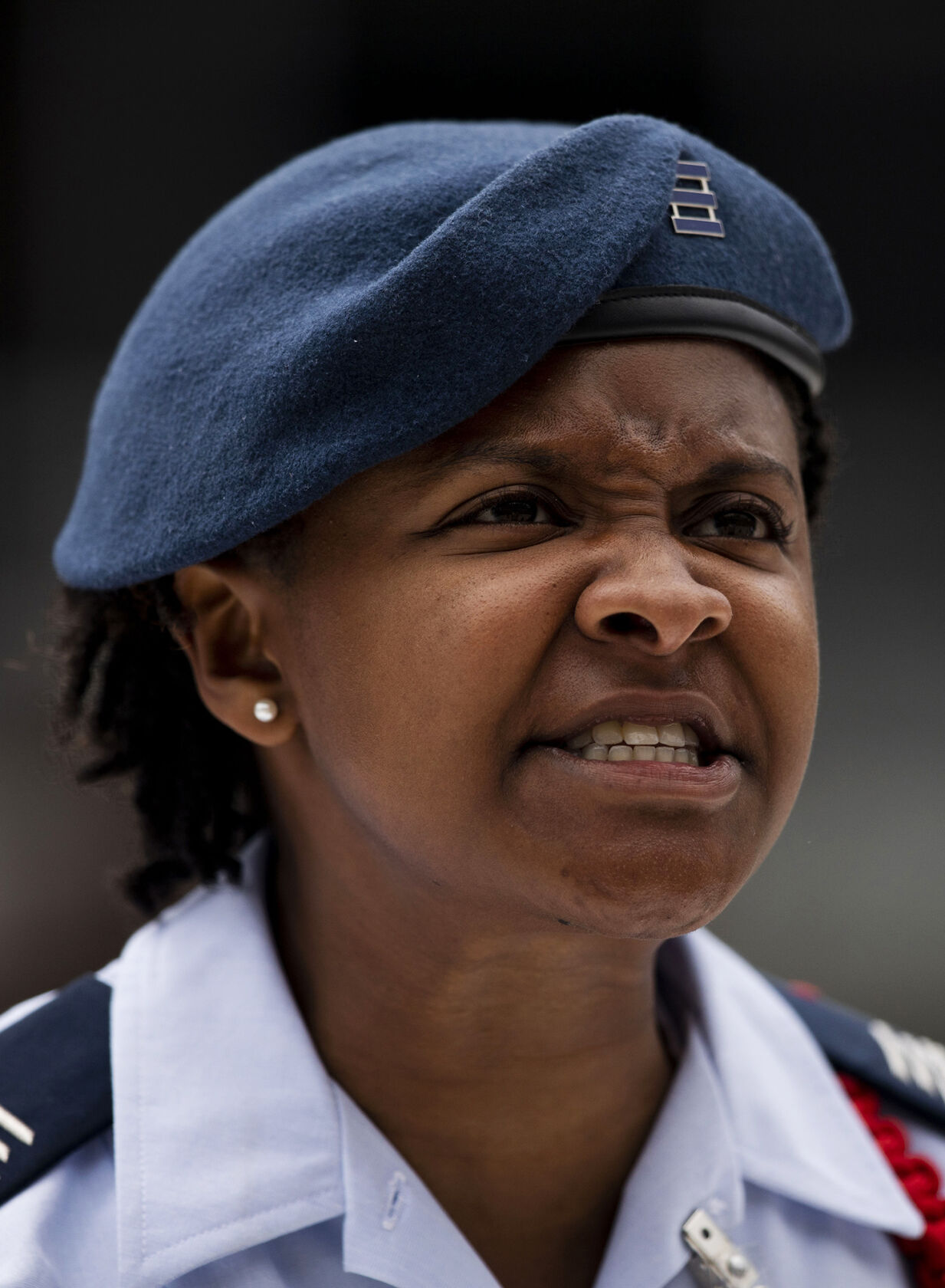Cadre member Holt yells at a basic cadet during In-Processing Day at the United States Air Force Academy in Colorado Springs, Colo., on Thursday, June 24, 2021. Over 1,100 incoming freshman will endure six weeks of basic training before officially becoming cadets.(Chancey Bush/ The Gazette) (Chancey Bush/ The Gazette)