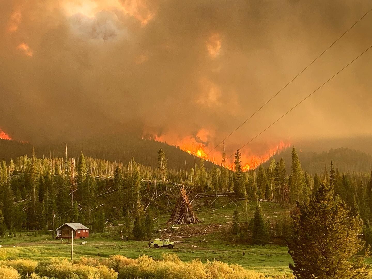 Crews with the Oak Creek Fire Rescue took this photo of the Muddy Creek fire burning west of Kremmling. The fire more than tripled in size from Tuesday to Wednesday. (Oak Creek Fire Rescue)