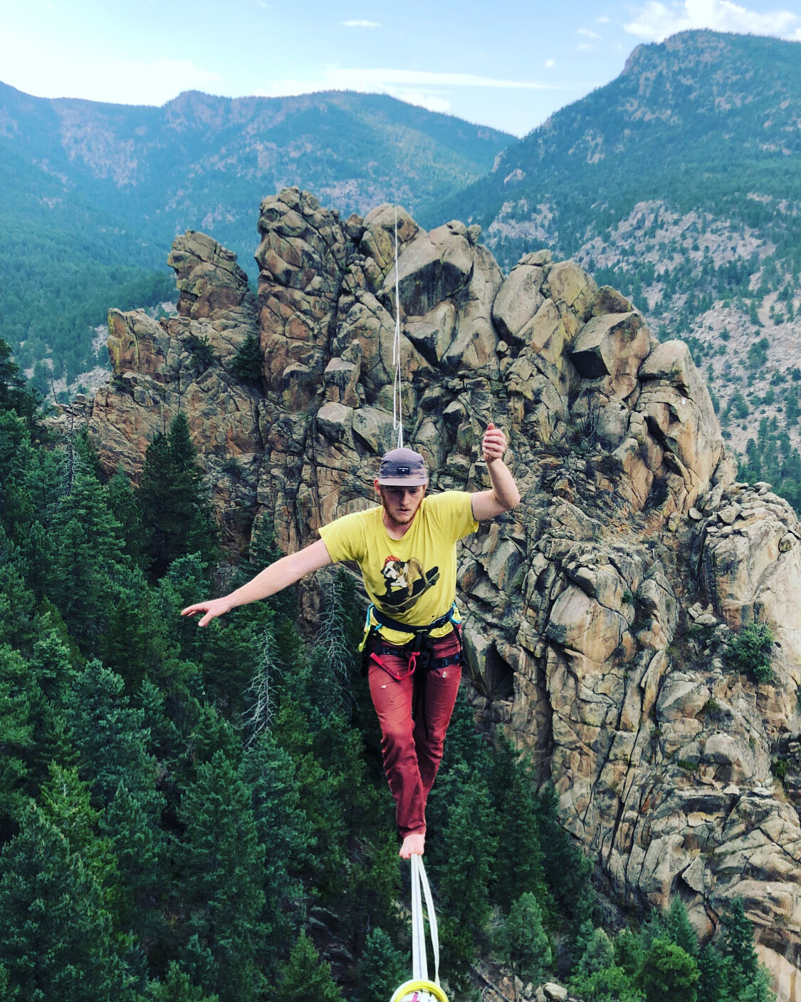 Caleb Beavers of Boulder highlines a canyon outside Lyons. Photo courtesy Caleb Beavers