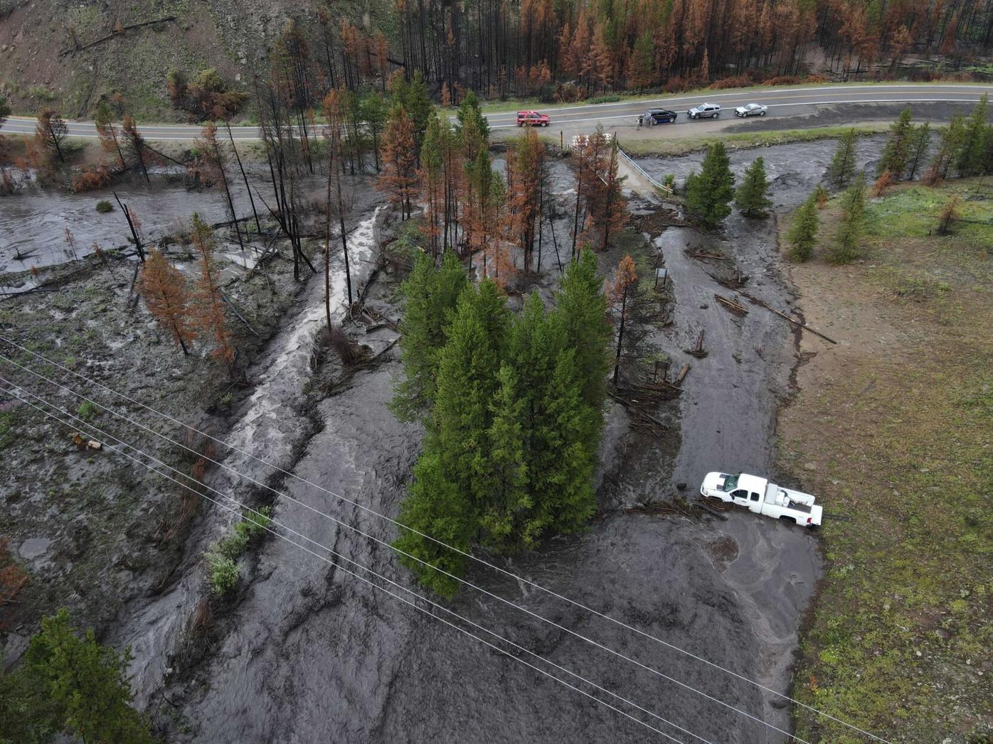 Debris flow w/ truck