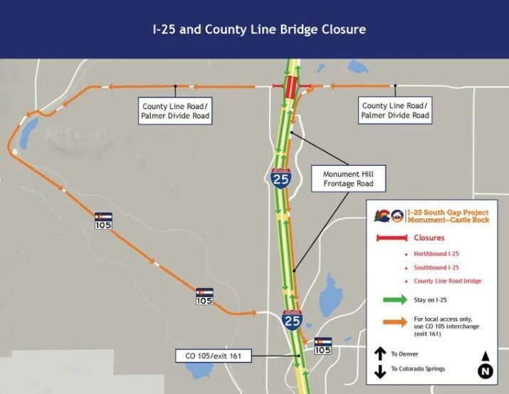 Nightly I-25 closures north of Colorado Springs expected to add to travel times this week