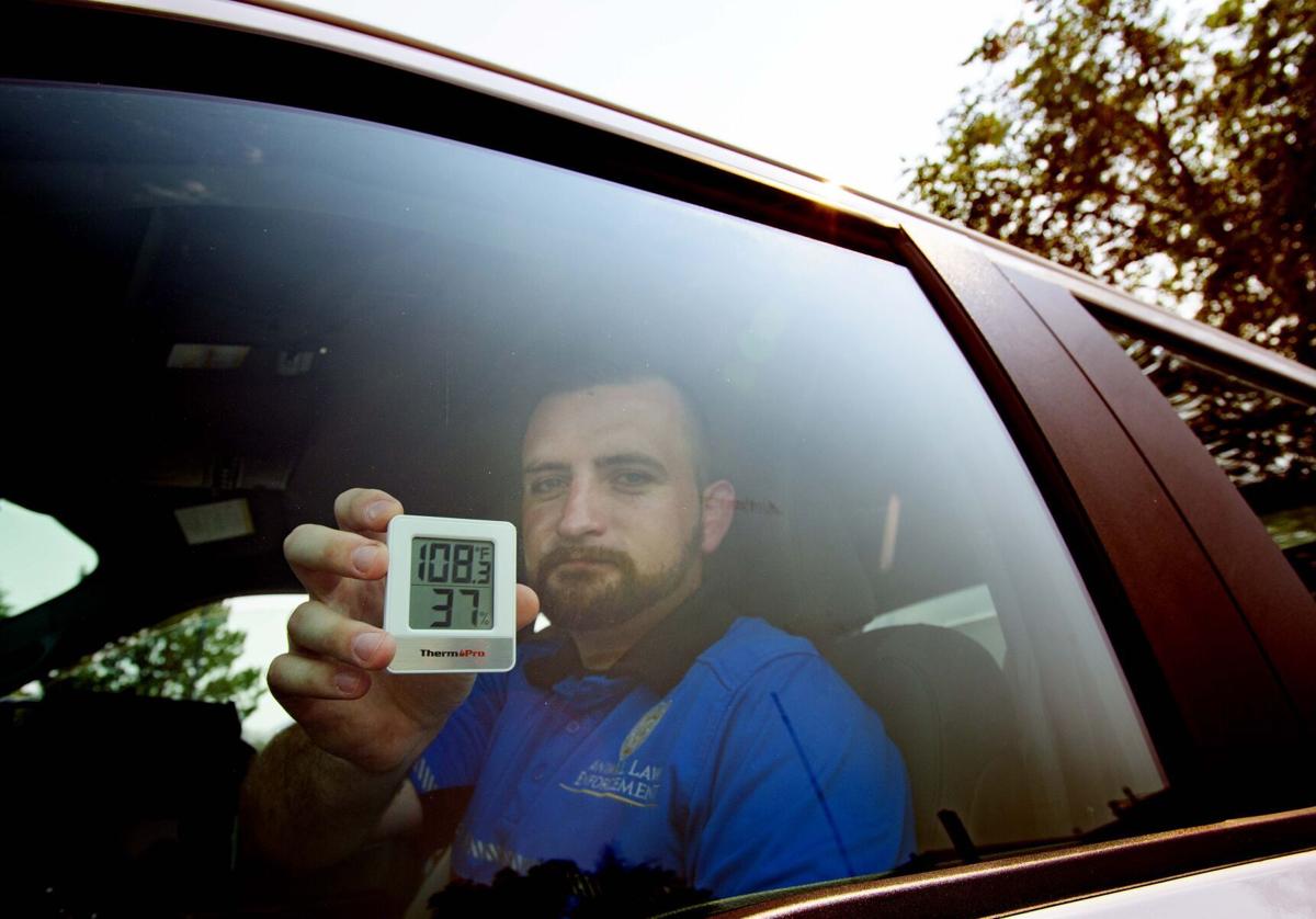 Colorado humane society officer endures triple-digit temperatures in hot-car demonstration