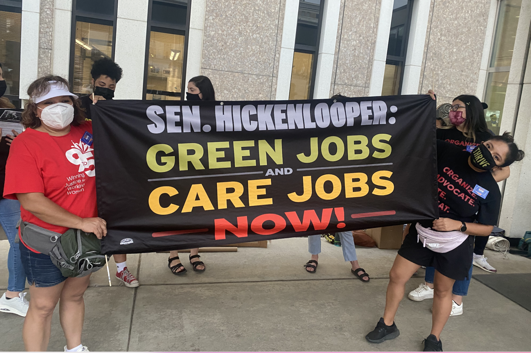 Progressives protest outside U.S. Sen. John Hickenlooper's Denver office on Aug. 19. The coalition includes 9to5 Colorado, 350 Colorado, Colorado Jobs with Justice, Colorado People’s Alliance/COPA, Colorado Fiscal Institute, SEIU Local 105, Sierra Club and Working Families Party. (JoeyBunchjoey.bunch@coloradopolitics.comhttps://secure.gravatar.com/avatar/66505e98f9e3fed10e6a3b9a1fc4ca22?d=mm&r=g)