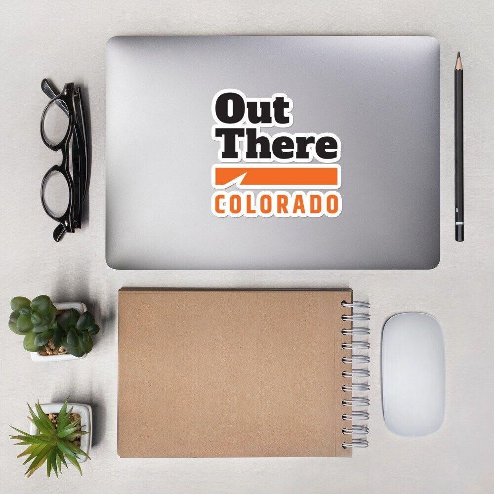 Classic OutThere Colorado Logo Sticker. Photo courtesy of The OutThere Colorado Store via Printful.