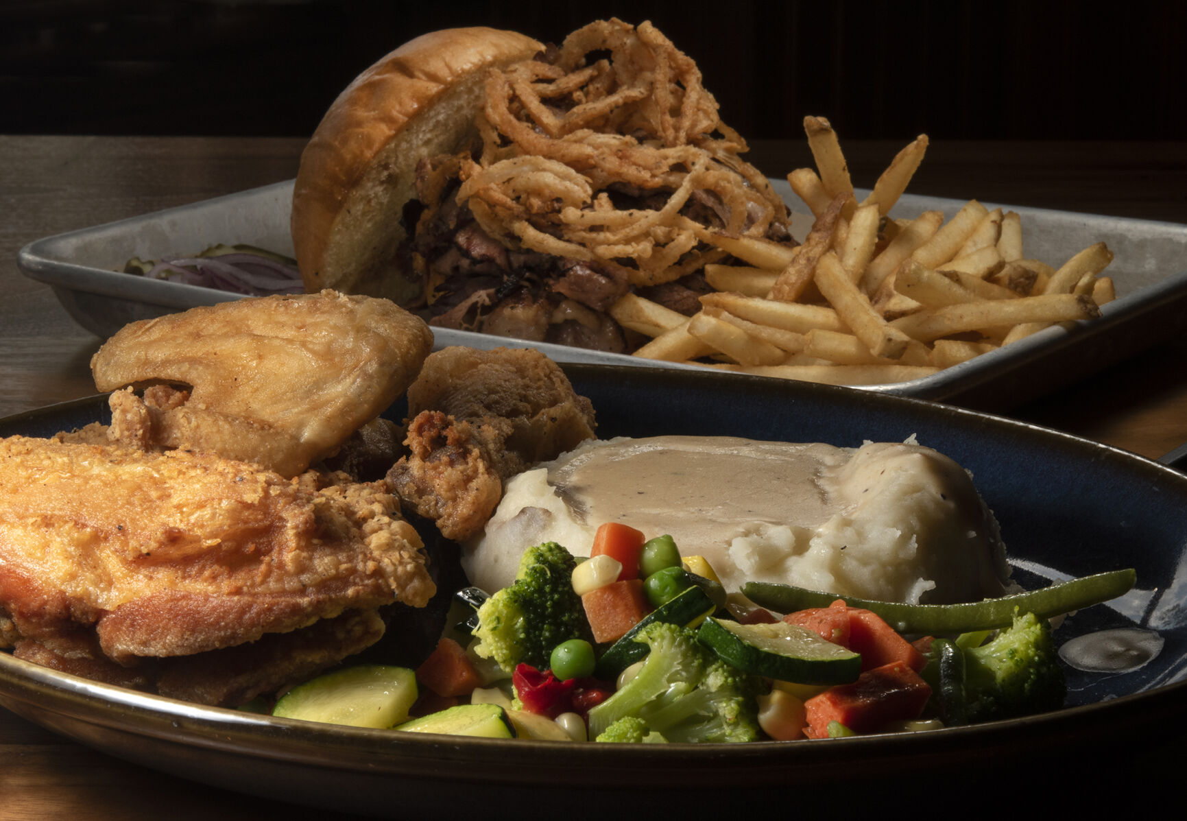 Castle Cafe (Located at: 403 Wilcox St. Castle Rock, CO.) “Pan Fried Chicken Dinner and Brisket Sandwich” Wednesday August 18, 2021. Photo by Jeff Kearney. (Jeff Kearney)