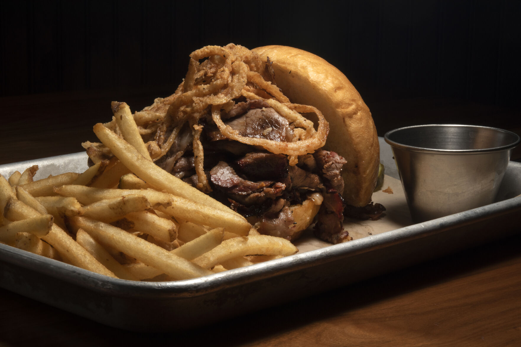 Castle Cafe (Located at: 403 Wilcox St. Castle Rock, CO.) “Brisket Sandwich with Fries” Wednesday August 18, 2021. Photo by Jeff Kearney. (Jeff Kearney)