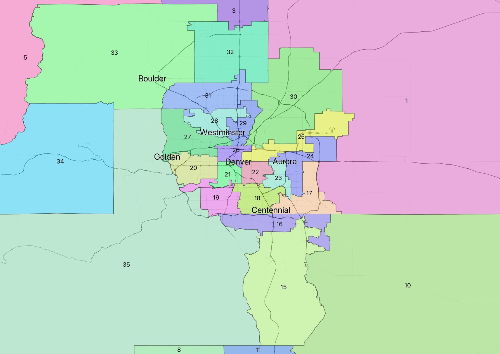 Preliminary Senate draft map - Denver
