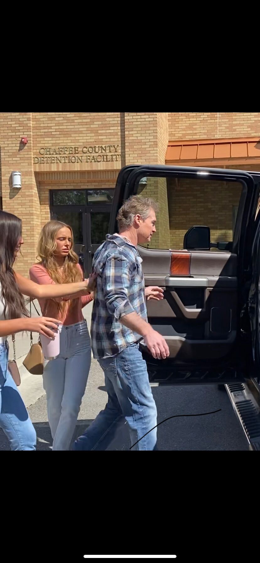 Left, Barry Morphew leaves court Sept. 20 with his daughters. He is being tried for murder after the disappearance of his wife, Suzanne, pictured right. (Carol McKinley, The Denver Gazette)