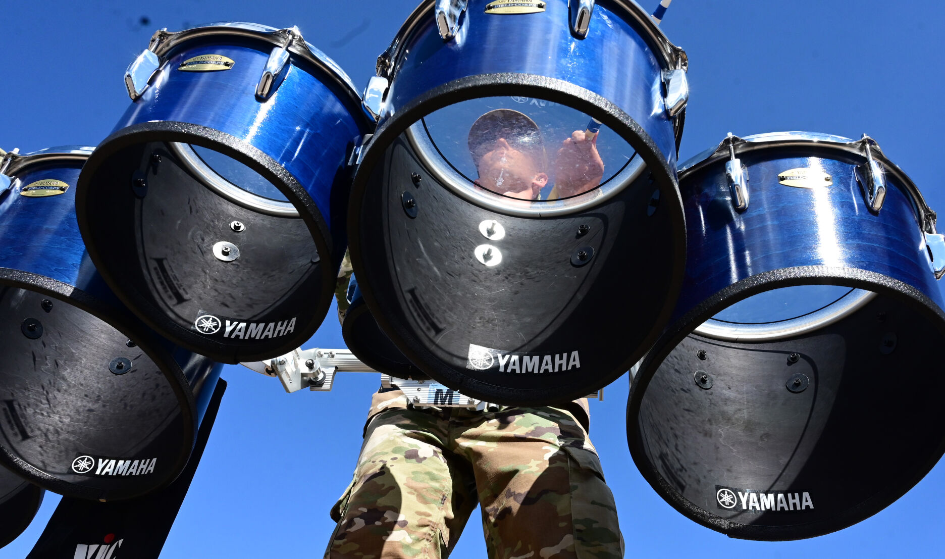 At a pep rally outside the stadium, cadets welcome the Air Force football team, cheerleaders and band to the game against Utah State on Saturday, Sept. 18, 2021. (Photo by Jerilee Bennett, The Gazette) (Jerilee Bennett)