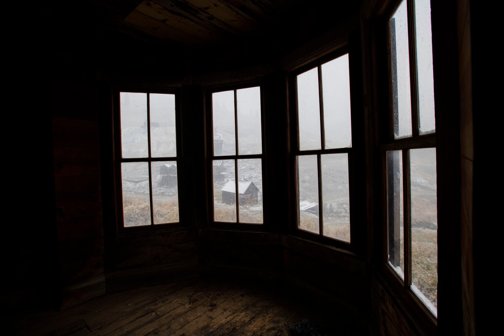 Snow falls on the ghost town of Animas Forks at 11,00-feet in the San Juan Mountains Wednesday, Sept. 29, 2021. The town was founded in the 1870s. (The Gazette, Christian Murdock) (Christian Murdock/The Gazette)