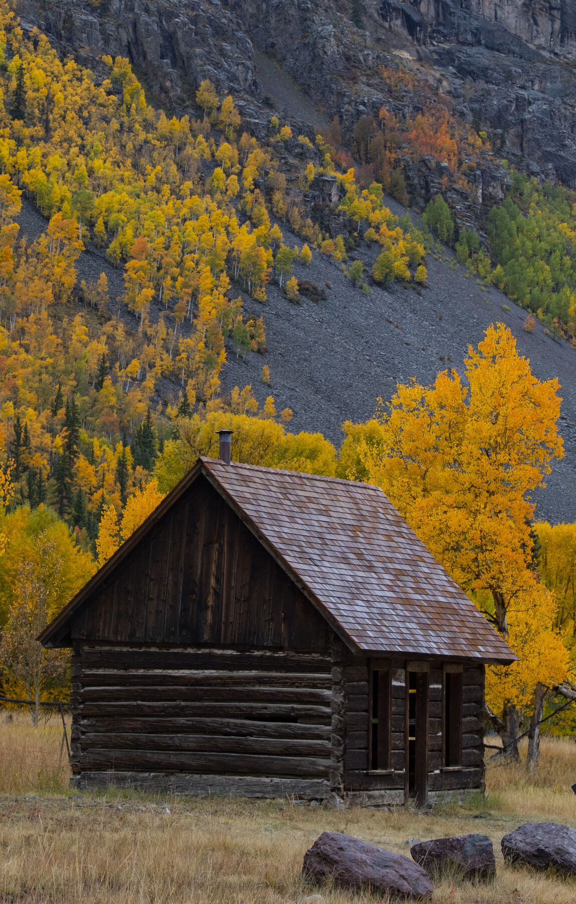 The ghost town of Capitol City is surrounded by the turning aspens on Engineer Pass Tuesday, Sept. 28, 2021. (The Gazette, Christian Murdock) (Christian Murdock/The Gazette)