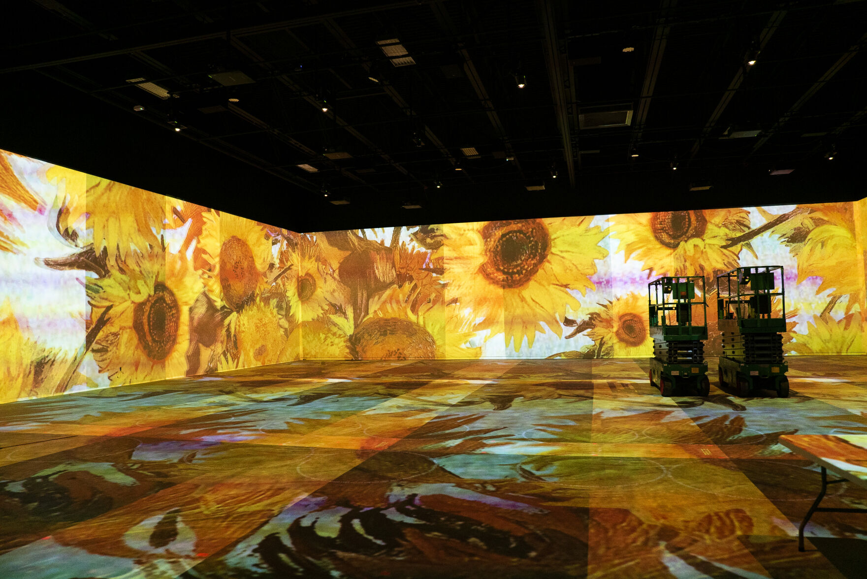 The second room of the exhibit during a hard hat tour of the new Immersive Van Gogh Exhibit Denver at Lighthouse Denver, just west of the River North Art District on Wednesday, September 22, 2021. (Photo by Katie Klann/Denver Gazette) (Katie Klann The Gazette)