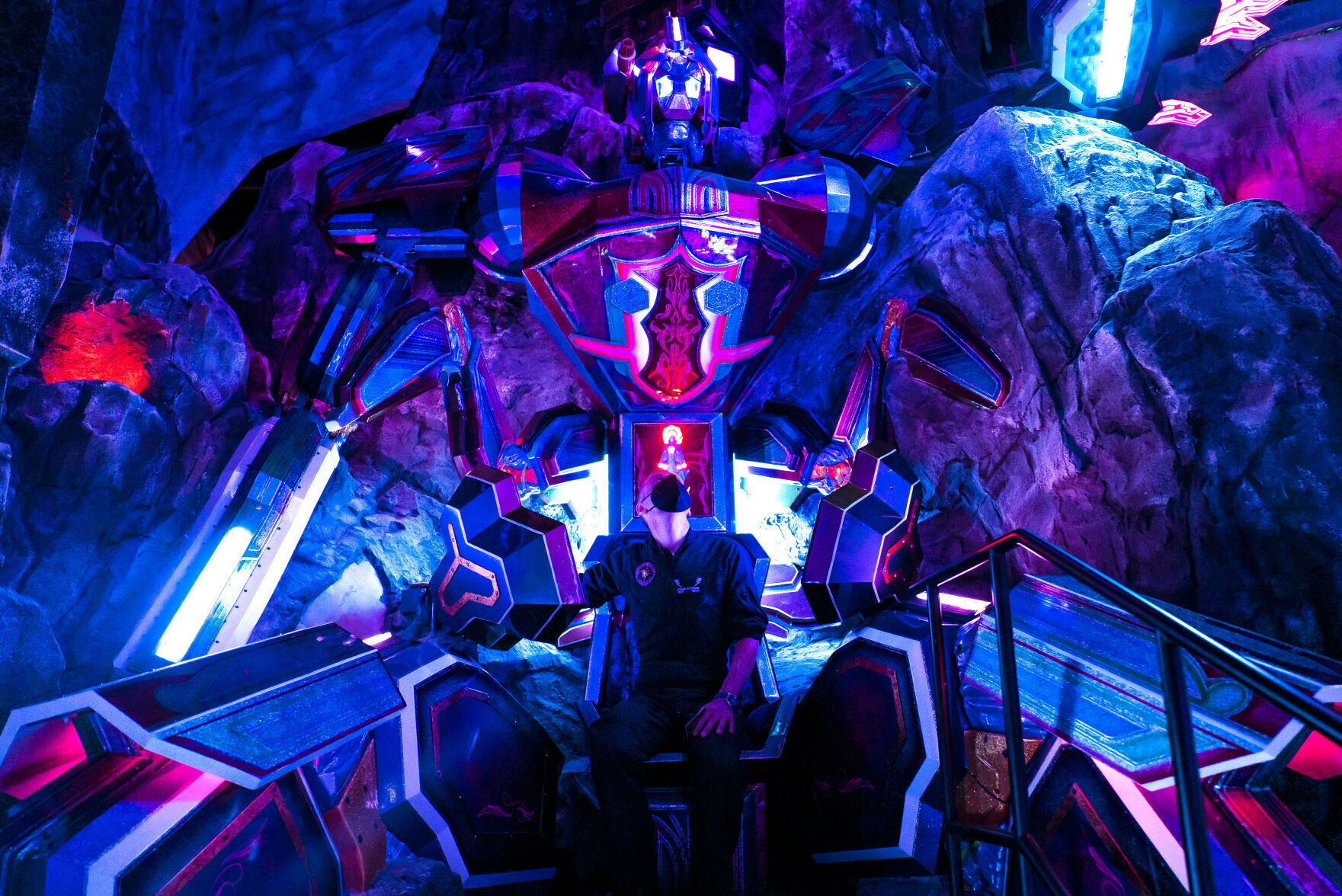 Conor Peterson, technical director, displays a light show on the ceiling during a media tour of Meow Wolf Convergence Station on Tuesday, September 14, 2021 in Downtown Denver. Convergence Station opens to the public on September 17. (Photo by Katie Klann/Denver Gazette) (Katie Klann The Gazette)