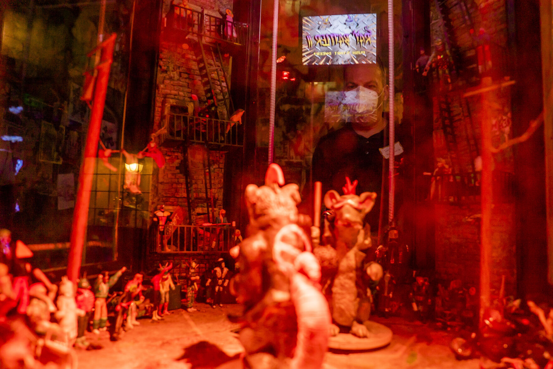 The Rat Battler II, a game within the exhibit, during a media tour of Meow Wolf Convergence Station on Tuesday, September 14, 2021 in Downtown Denver. Convergence Station opens to the public on September 17. (Photo by Katie Klann/Denver Gazette) (Katie Klann The Gazette)
