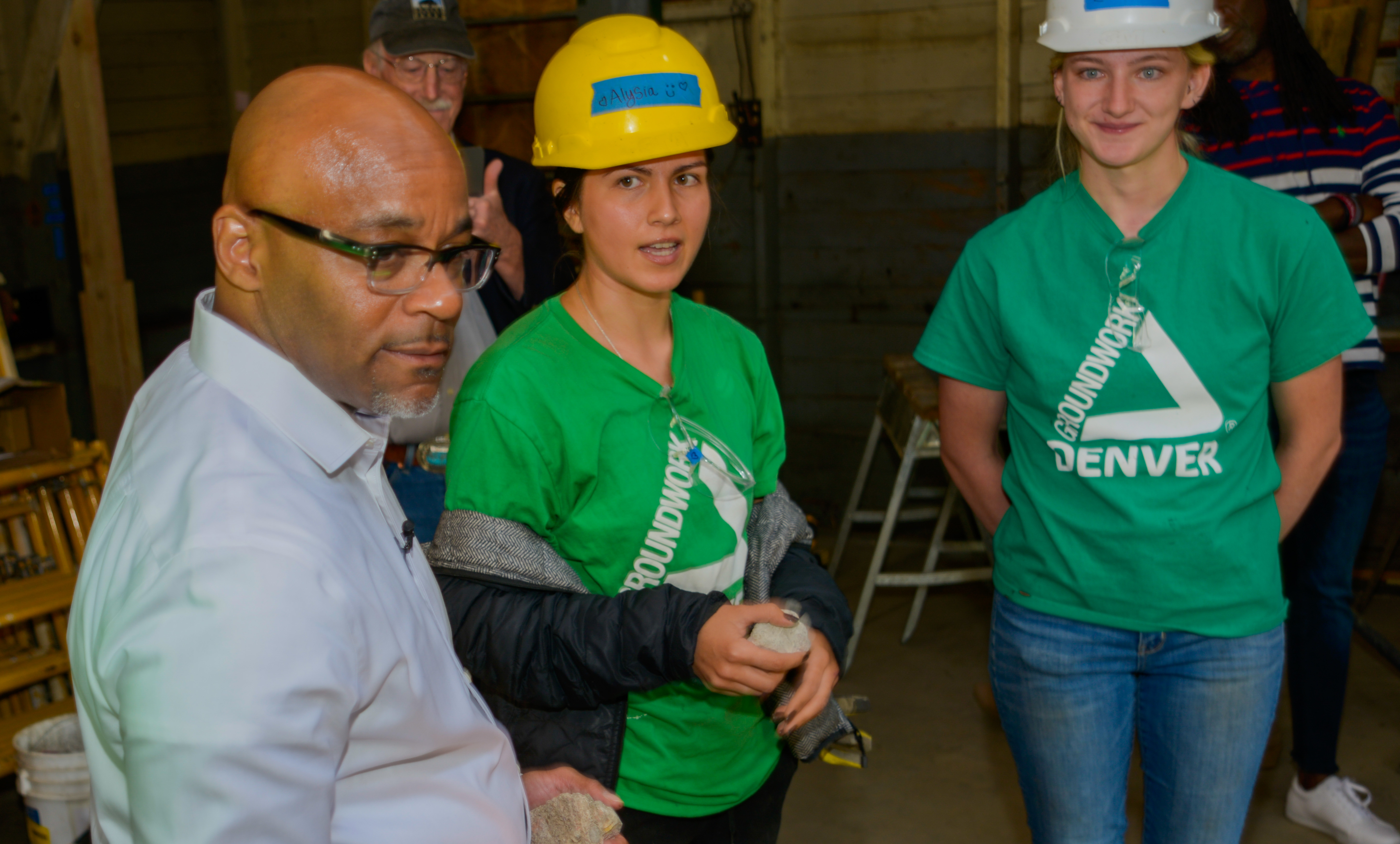 Denver Mayor Michael Hancock meets with Alysia Salazar and Emma Williams, workers in his new Workforce Historic Preservation Training Program at Katherine Craig Park in Genesee where they are rehabilitating a Depression-era Civilian Conservation Corp garage. (ScottWeiserEnterprise Reporterscott.weiser@gazette.comhttps://secure.gravatar.com/avatar/bedf4ba0a073402c3991ce97ce2869c4?d=mm&r=g)