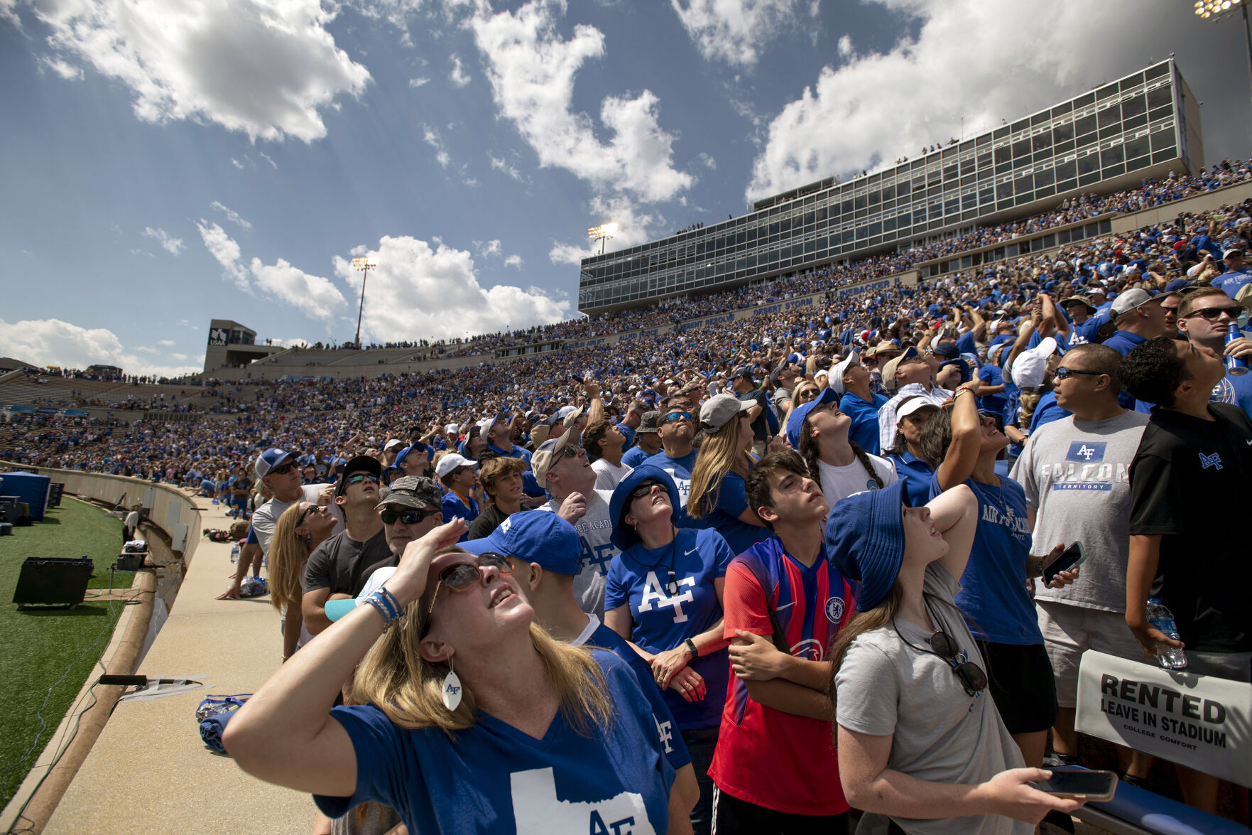 Scenes during the Air Force Falcons home football game against the Lafayette Leopards at Falcon Stadium at the United States Air Force Academy in Colorado Springs, Colo. on Sept. 4, 2021. The Air Force Falcons won the game against the Lafayette Leopards by a score of 35-14. (Chancey Bush/ The Gazette) (Chancey Bush/ The Gazette)