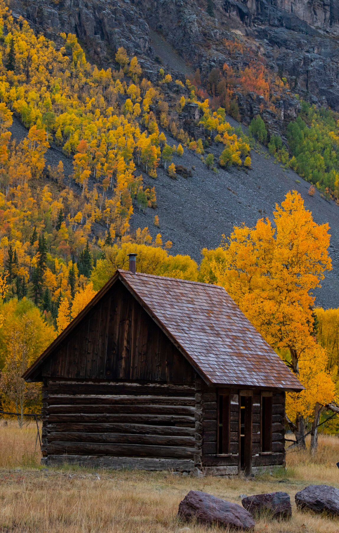The ghost town of Capitol City is surrounded by the turning aspens on Engineer Pass Tuesday, Sept. 28, 2021. (The Gazette, Christian Murdock) (Christian Murdock/The Gazette)