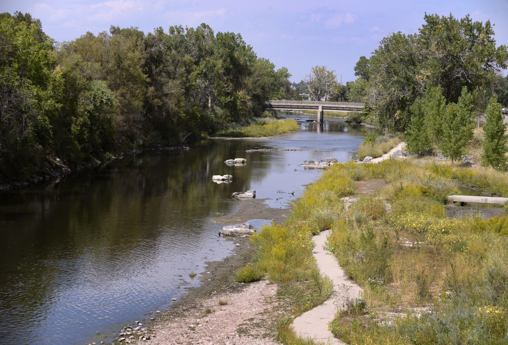 Views of the South Platte River at Grant-Frontier Park on September 11, 2021 in Denver, Colorado. (Kathryn Scott)