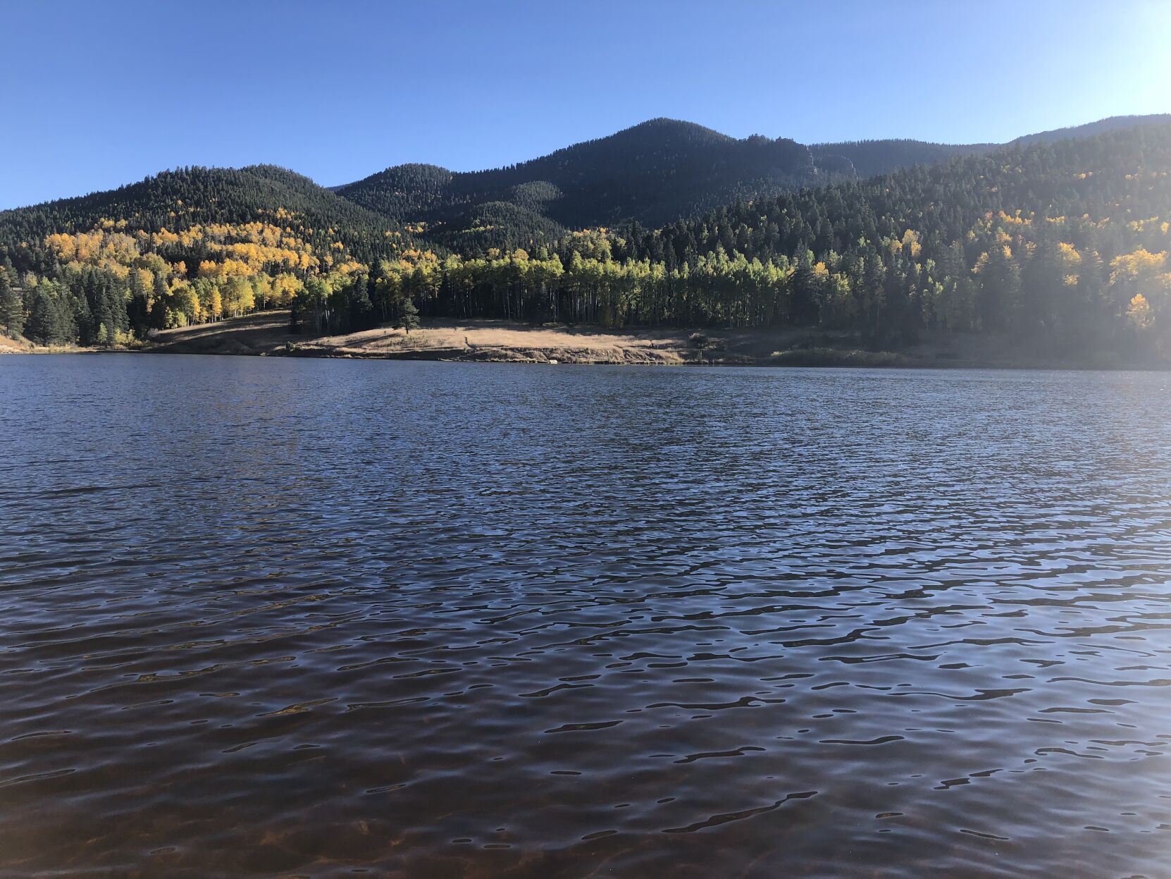 Stands of aspen turn gold at Lake Isabel in Southern Colorado. Photo by Nathan Van Dyne, The Gazette (Nathan Van Dyne, The Gazette)
