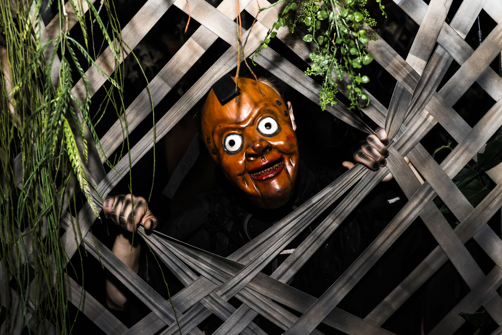 A 13th Floor Haunted House performer poses for a portrait before guests arrive at the haunted house on Tuesday, Oct. 12, 2021 in Denver. (Michael Ciaglo/Special to The Denver Gazette)