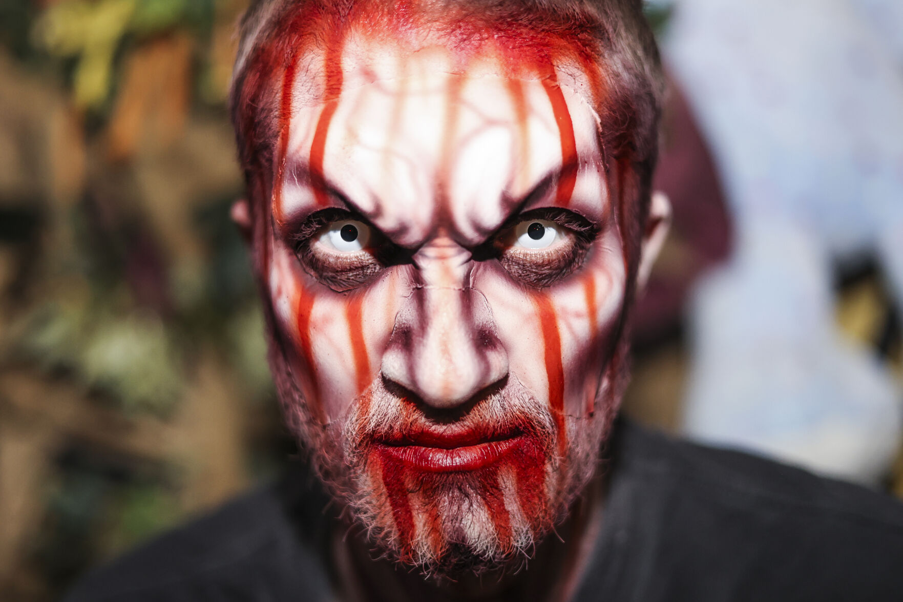 13th Floor Haunted House performer Andrew Flaten poses for a portrait before guests arrive at the haunted house on Tuesday, Oct. 12, 2021 in Denver. (Michael Ciaglo/Special to The Denver Gazette)