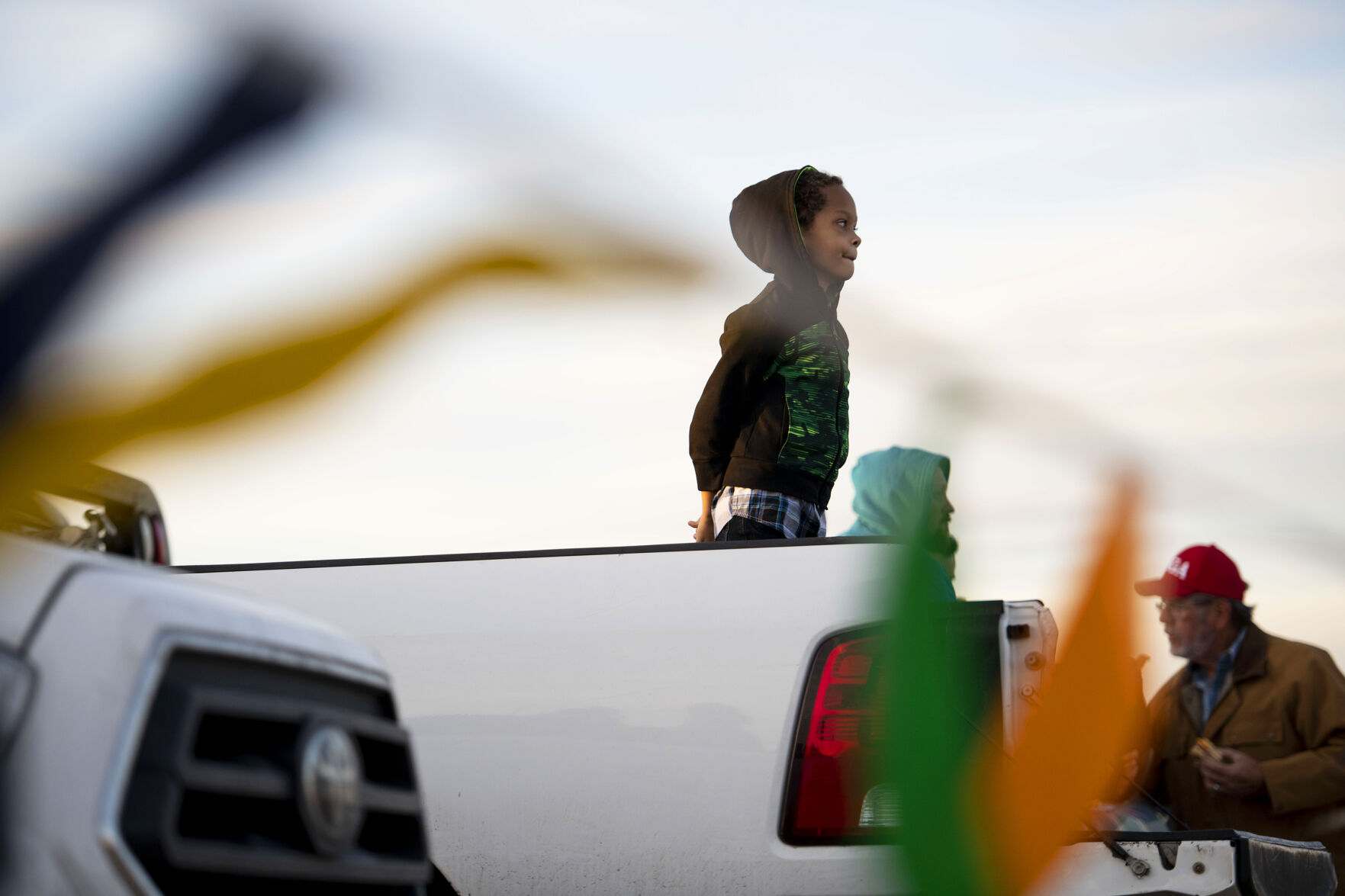 Xavier Wiggett, 5, before the start of the Cabin Fever Laser Show at the El Paso County Fairgrounds in Calhan, Colo., on Friday, Oct. 22, 2021. The drive-in laser light show was started during the COVID-19 pandemic, offering a unique socially distance entertainment experience. The show includes 25 high-powered lasers and DUAL large screen Laser projection. The last show is Sunday at 7:30pm. (Chancey Bush / The Gazette) (Chancey Bush/ The Gazette)