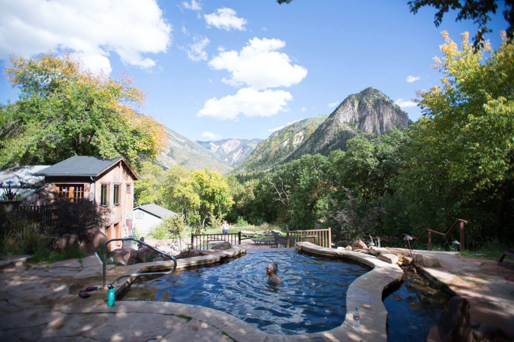 Avalanche Ranch Cabins and Hot Springs has three pools fed by a waterfall in the scenic mountains around Redstone. (Eric Knapp)