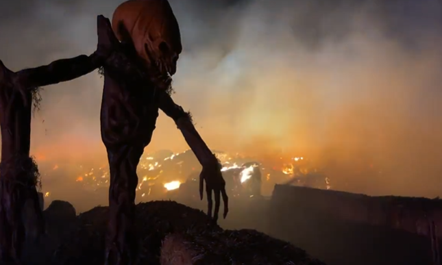 A brush fire destroyed a haunted house in Parker on Monday, Oct. 25, 2021. (South Metro Fire Rescue)