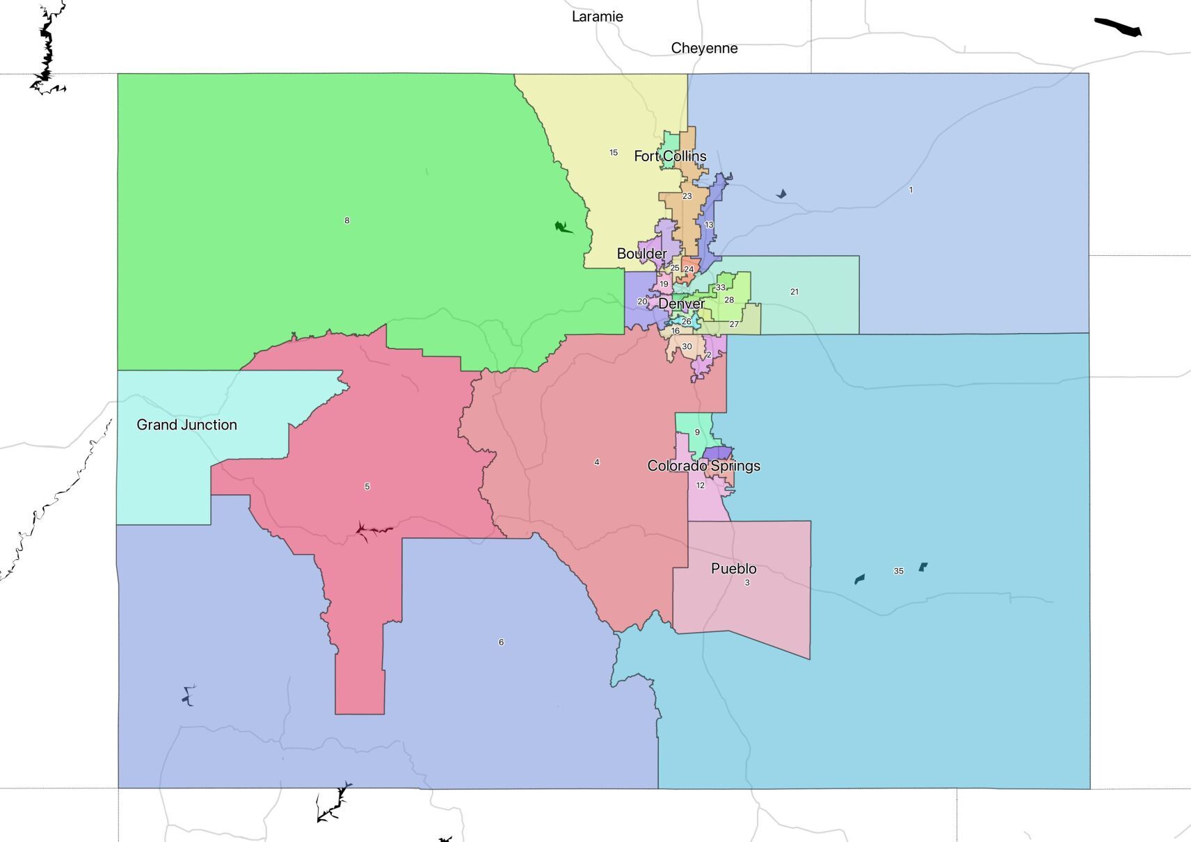 Final adopted state Senate district map.