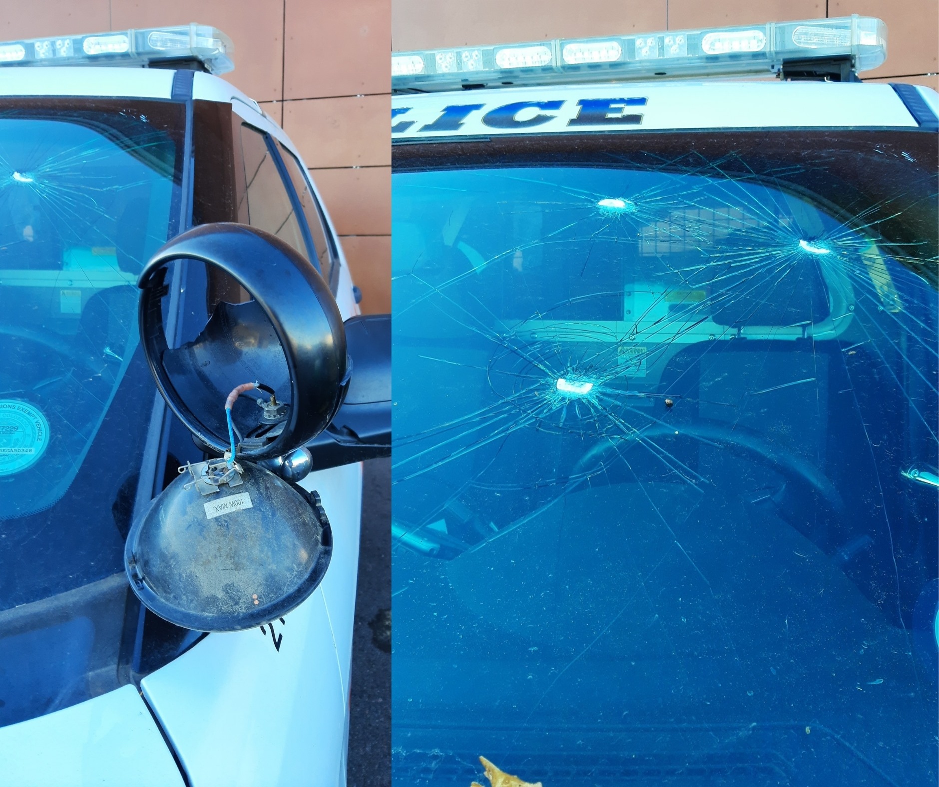 A Louisville Police Department SUV was vandalized overnight with anti-police slogans, according to the department. (Courtesy of the Louisville Police Department)