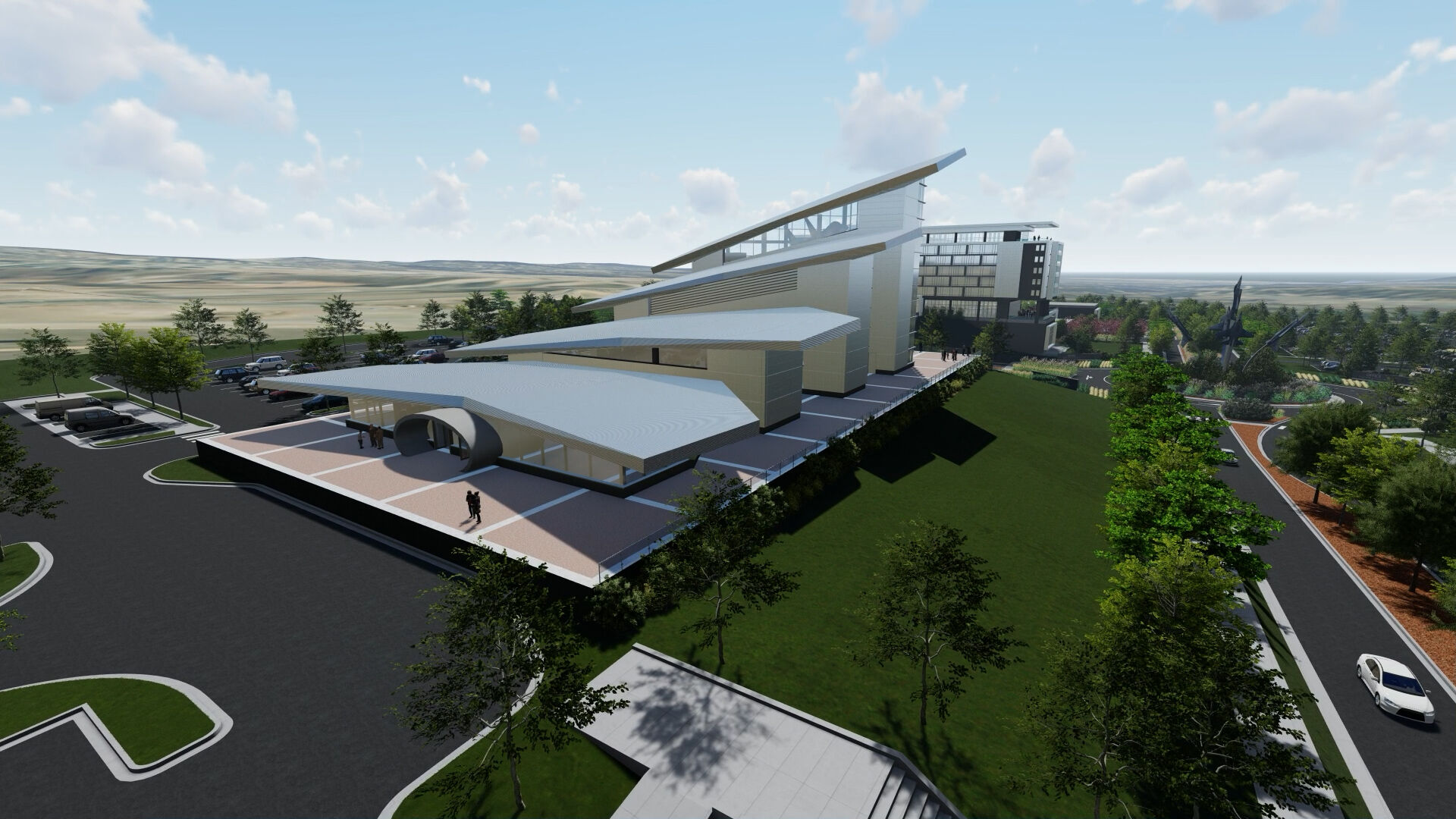 A rendering of theAir Force Academy Visitor Center designed by Fentress Architects. (Photos Courtesy of Blue and Silver Development)