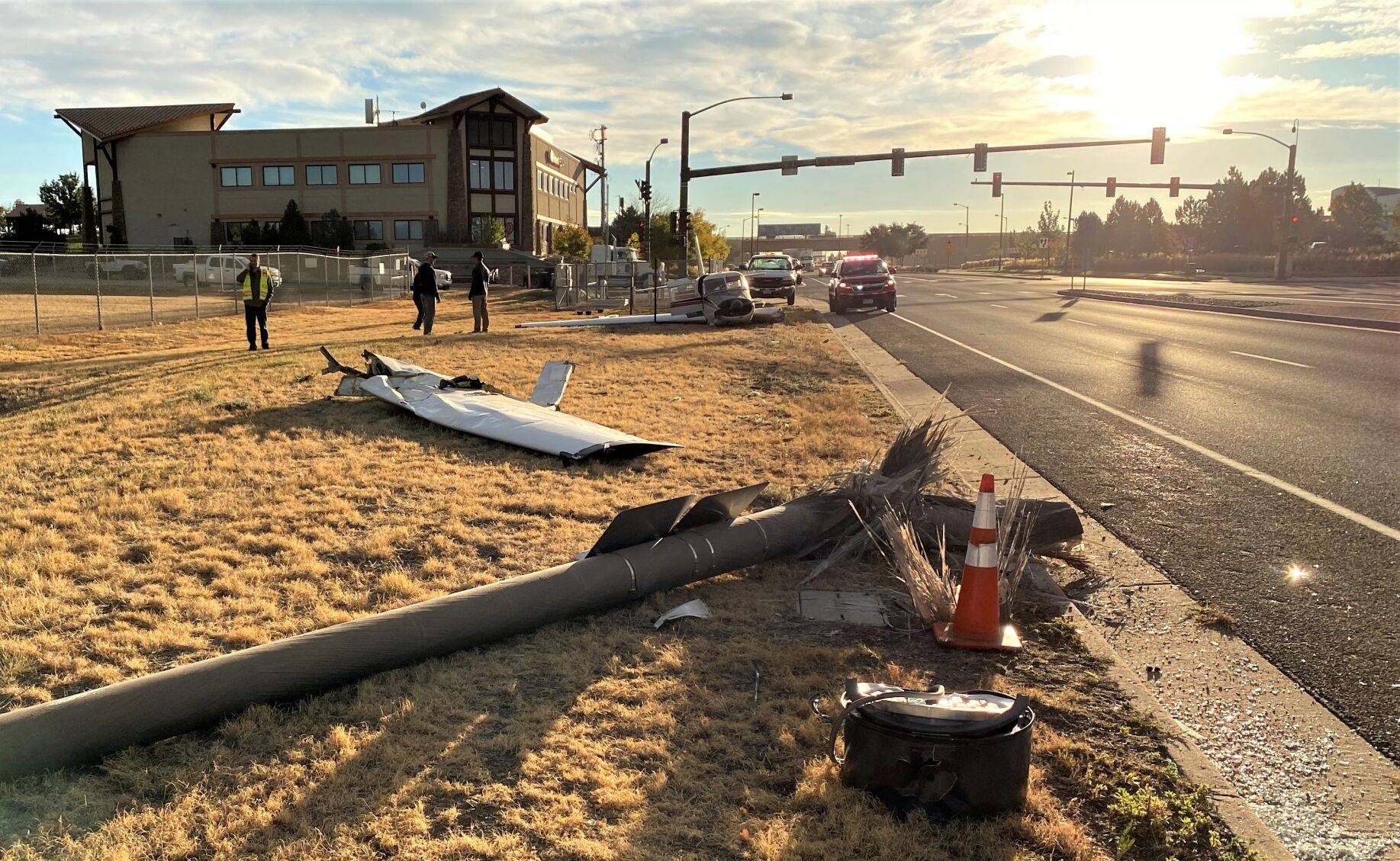 Single-engine plane crashes in Colorado, debris lands on road