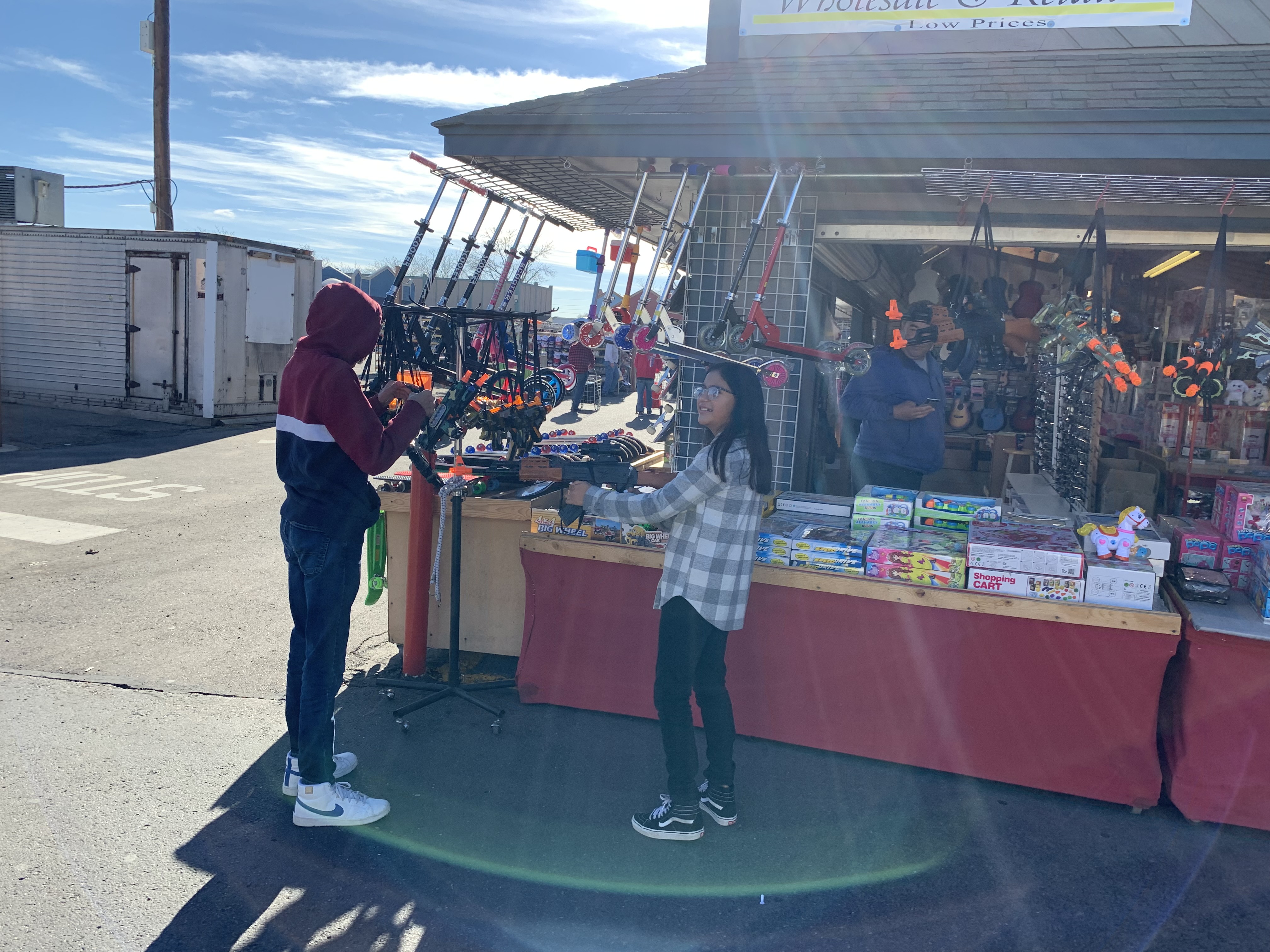 Bernard, 15 and Kelly, 10, Cardoz play with toy guns at the Mile High Flea Market Saturday. (DennisHuspeniCity Editordennis.huspeni@gazette.comhttps://denvergazette.com/content/tncms/avatars/c/5a/fbd/c5afbd32-5030-11eb-bdef-030d9de52a9e.779683cee495ffe64766291c251a8894.png)