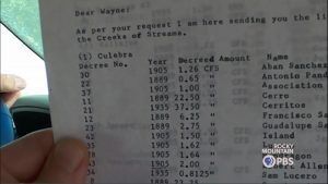 {span}List of priority acequia water users dating back to 1905. (PBS Photo){/span} (PBS photo)