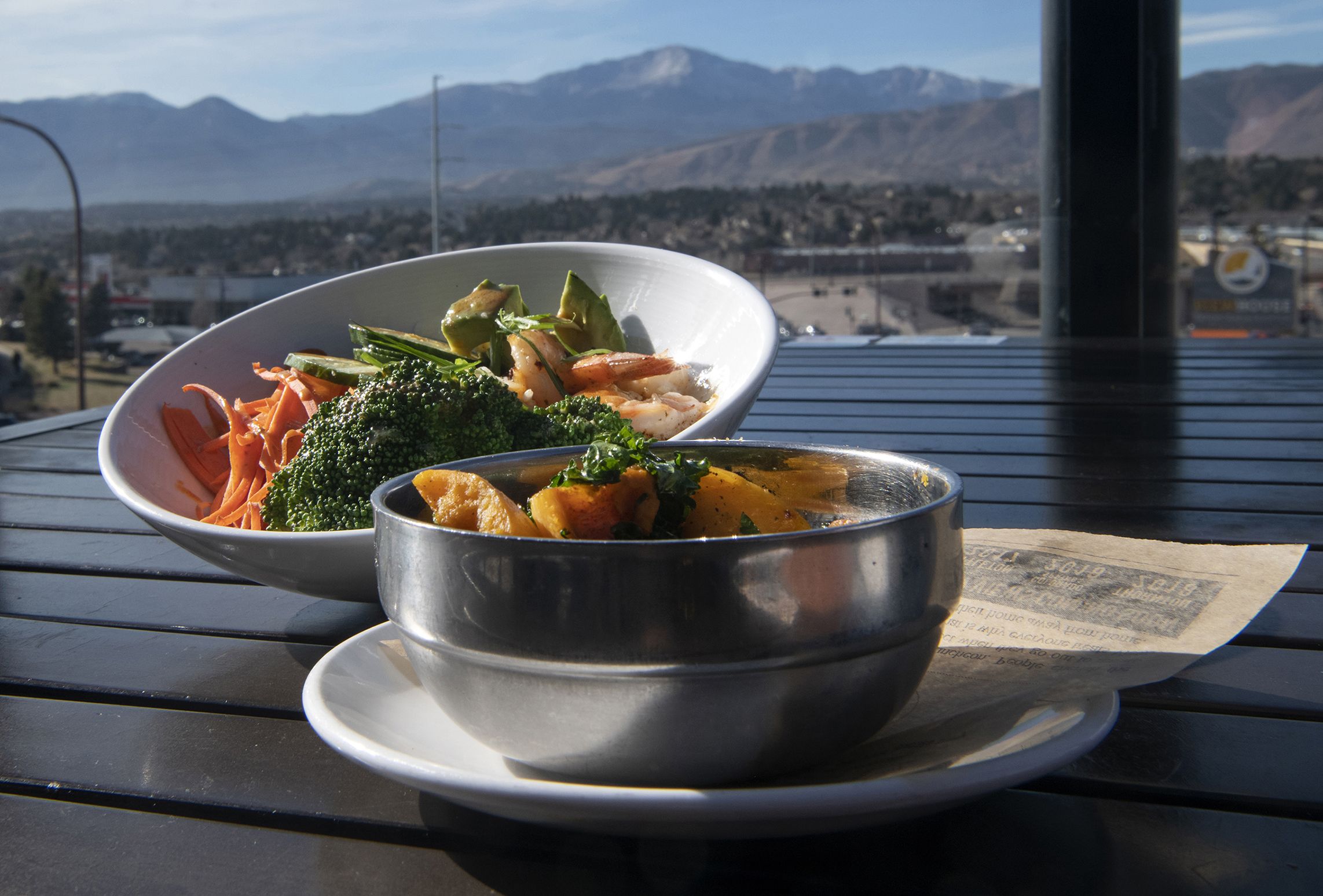ViewHouse Restaurant (Located at: 7114 Campus Dr.) “Kale and Butternut Squash with the Shrimp Avocado Bowl” Wednesday December 1, 2021. Photo by Jeff Kearney. (Jeff Kearney)