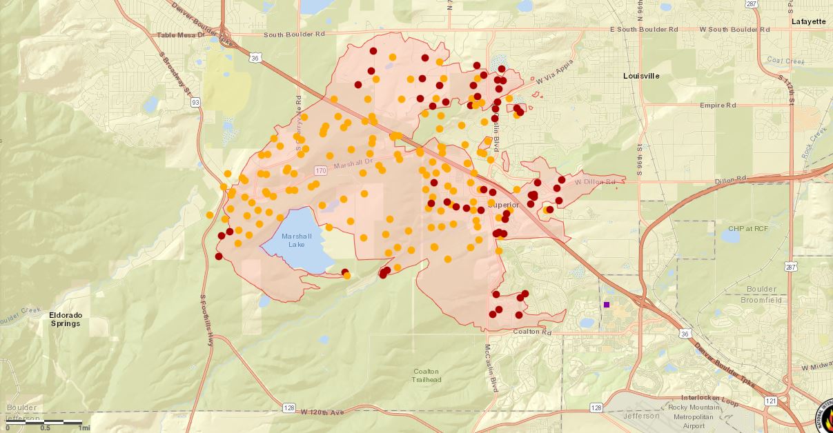 The Marshall fire perimeter as of Friday morning, Dec. 31, 2021. (nwcg.gov)