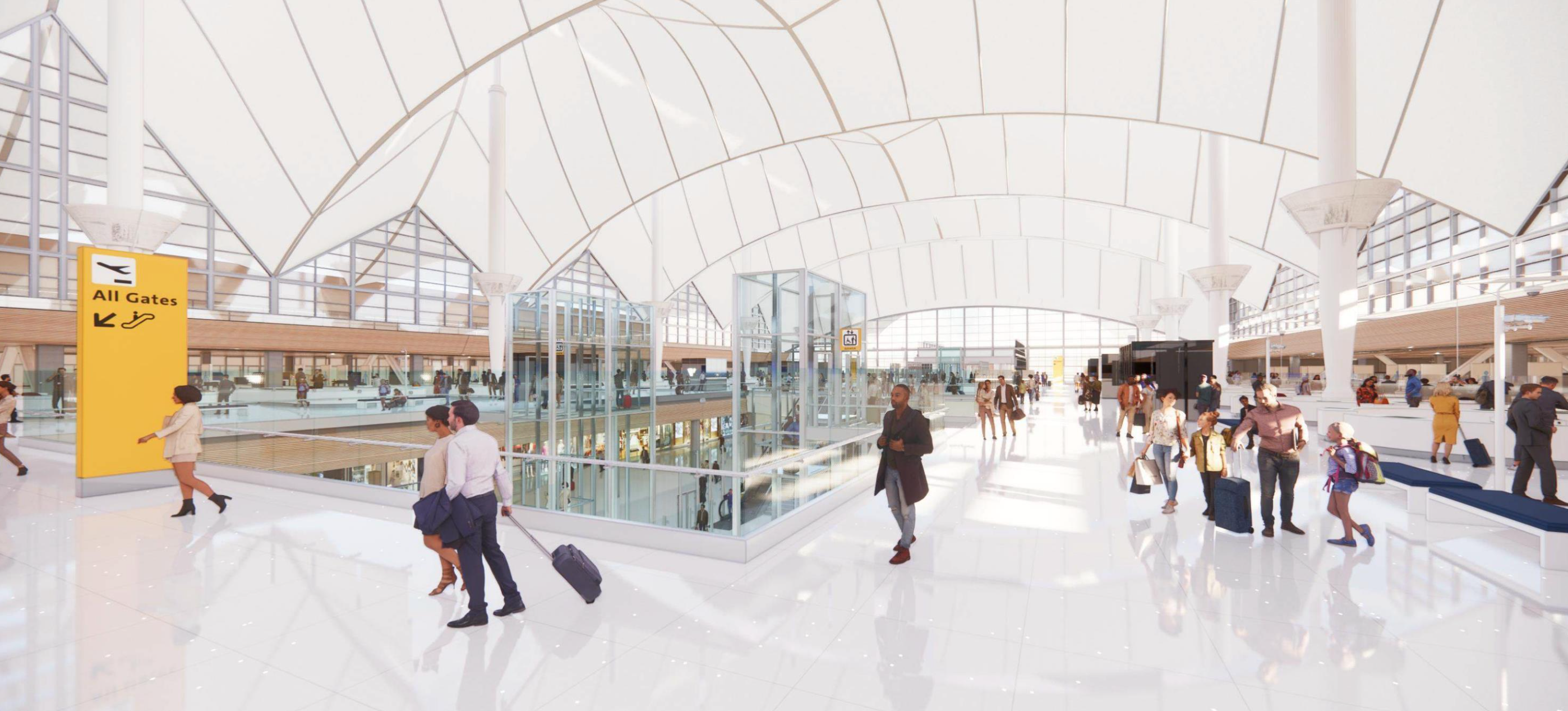 Rendering of Denver International Airport's Jeppesen Terminal after completion of the proposed 