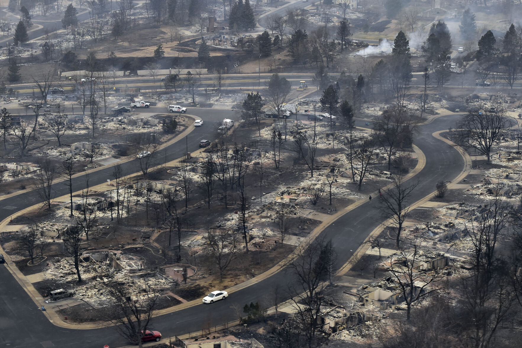 Superior, CO - Ariel photos of homes that were destroyed in the Marshall Fire over night. More than 500 homes were destroyed and that number could climb to nearly a 1,000. The fire consumed homes, businesses and even the Element Hotel near Hwy 36 and McCaslin, the hotel is completely gone. (Photo by John Leyba/Air Cam Helicopter Services) (John Leyba)