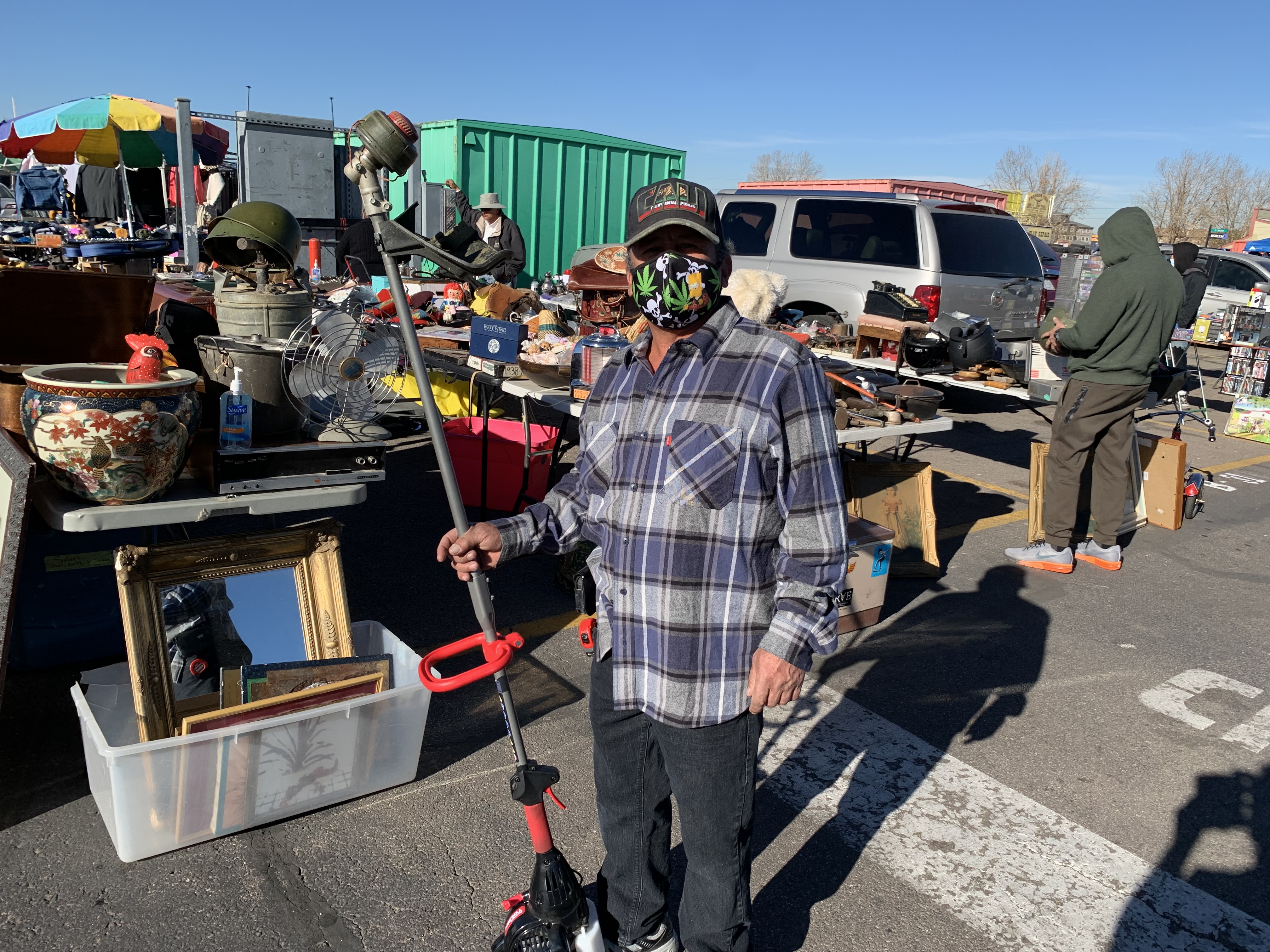 Adrian Velencia, 60, of Denver shows off the gas-powered trimmer he picked up for $20 Saturday at the Mile High Flea Market. (DennisHuspeniCity Editordennis.huspeni@gazette.comhttps://denvergazette.com/content/tncms/avatars/c/5a/fbd/c5afbd32-5030-11eb-bdef-030d9de52a9e.779683cee495ffe64766291c251a8894.png)
