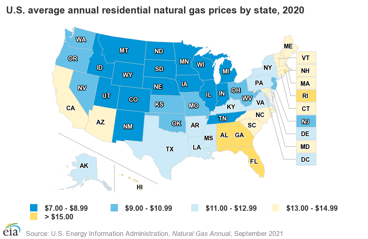 Average Annual Residential Natural Gas Prices per thousand cubic feet by State, 2020 (ScottWeiserEnterprise Reporterscott.weiser@gazette.comhttps://secure.gravatar.com/avatar/bedf4ba0a073402c3991ce97ce2869c4?d=mm&r=g)