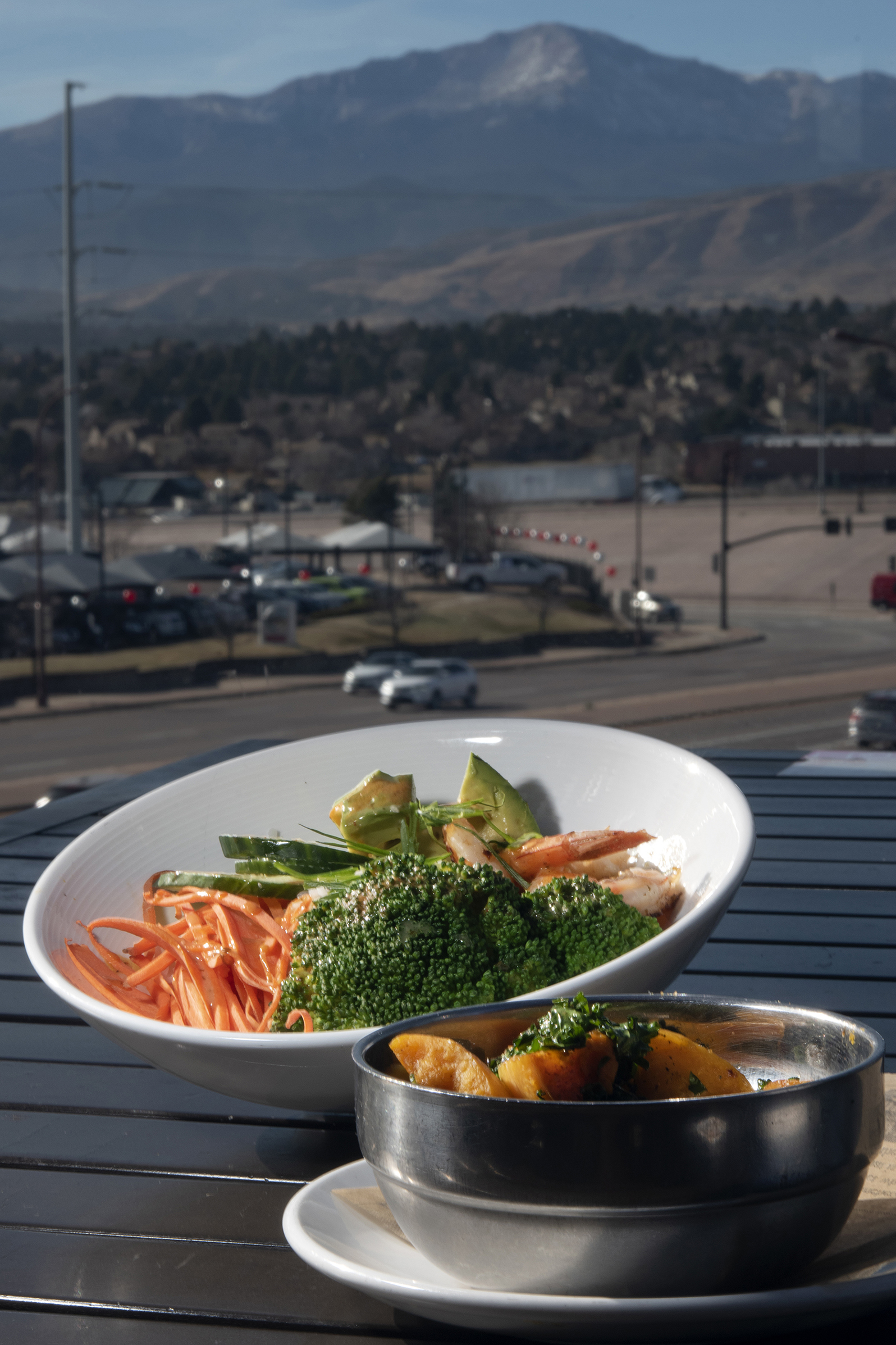 ViewHouse Restaurant (Located at: 7114 Campus Dr.) “Kale and Butternut Squash with the Shrimp Avocado Bowl” Wednesday December 1, 2021. Photo by Jeff Kearney. (Jeff Kearney)
