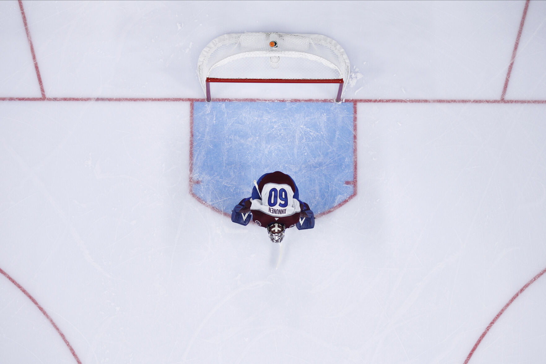 Colorado Avalanche's Justus Annunen plays during an NHL hockey game, Monday, Dec. 6, 2021, in Philadelphia. (AP Photo/Matt Slocum) (Matt Slocum)