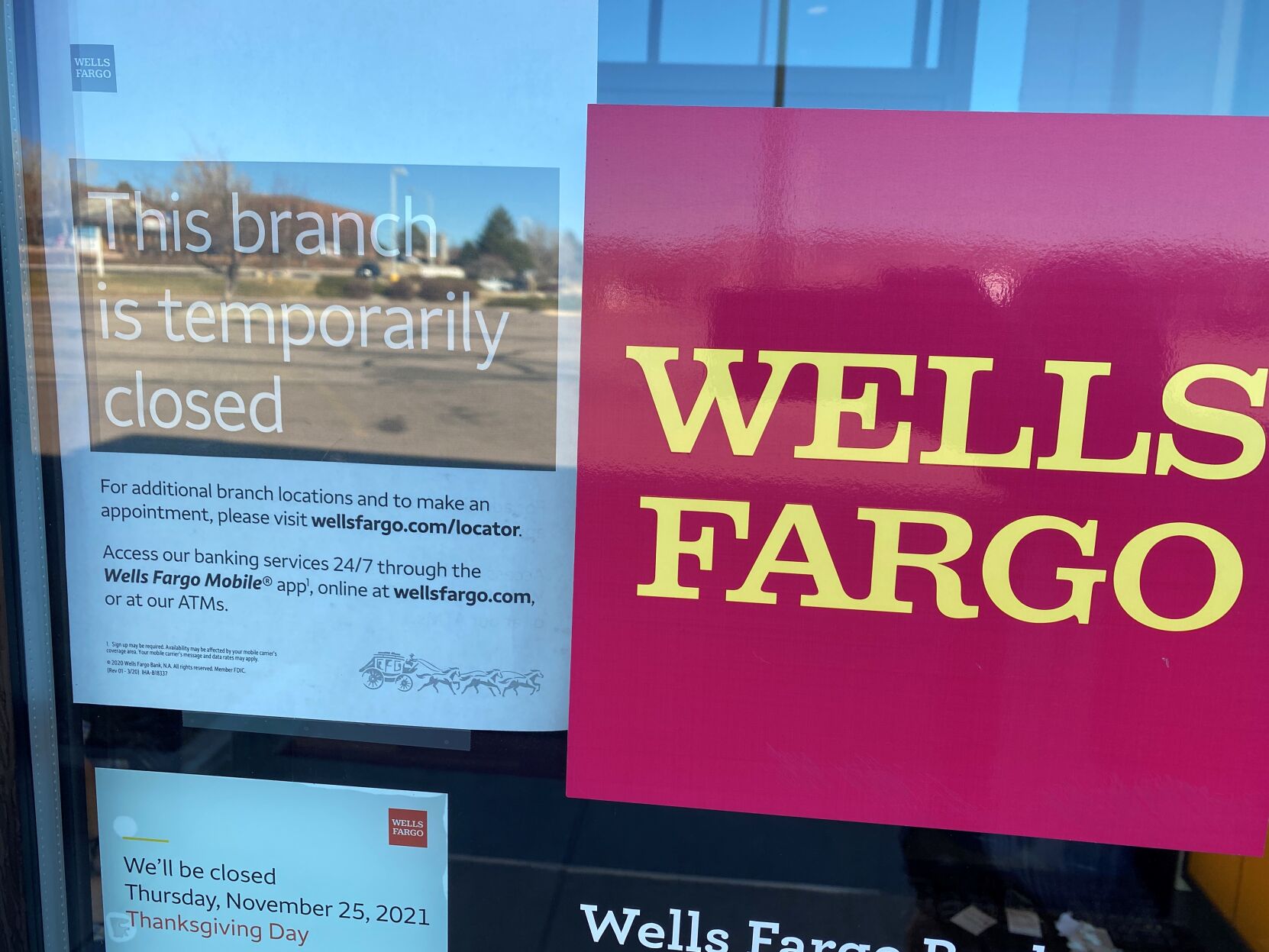 Wells Fargo Bank closed nine Front Range branches temporarily on Wednesday because of staffing issues. (Wayne Heilman, The Gazette)