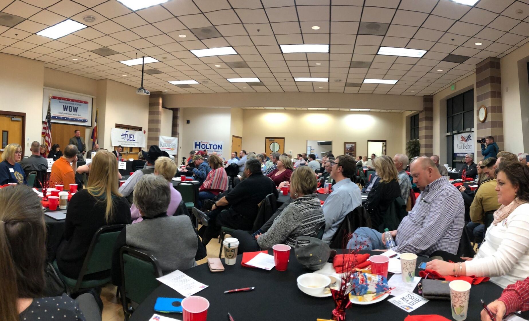 In this file photo, a packed house attend a candidate forum sponsored by the Republican Women of Weld on Feb. 11, 2020, in Fort Lupton. The club is sponsoring upcoming candidate forums in Colorado's gubernatorial, U.S. Senate and 8th Congressional District races ahead of the 2022 GOP primary. ((via Facebook))