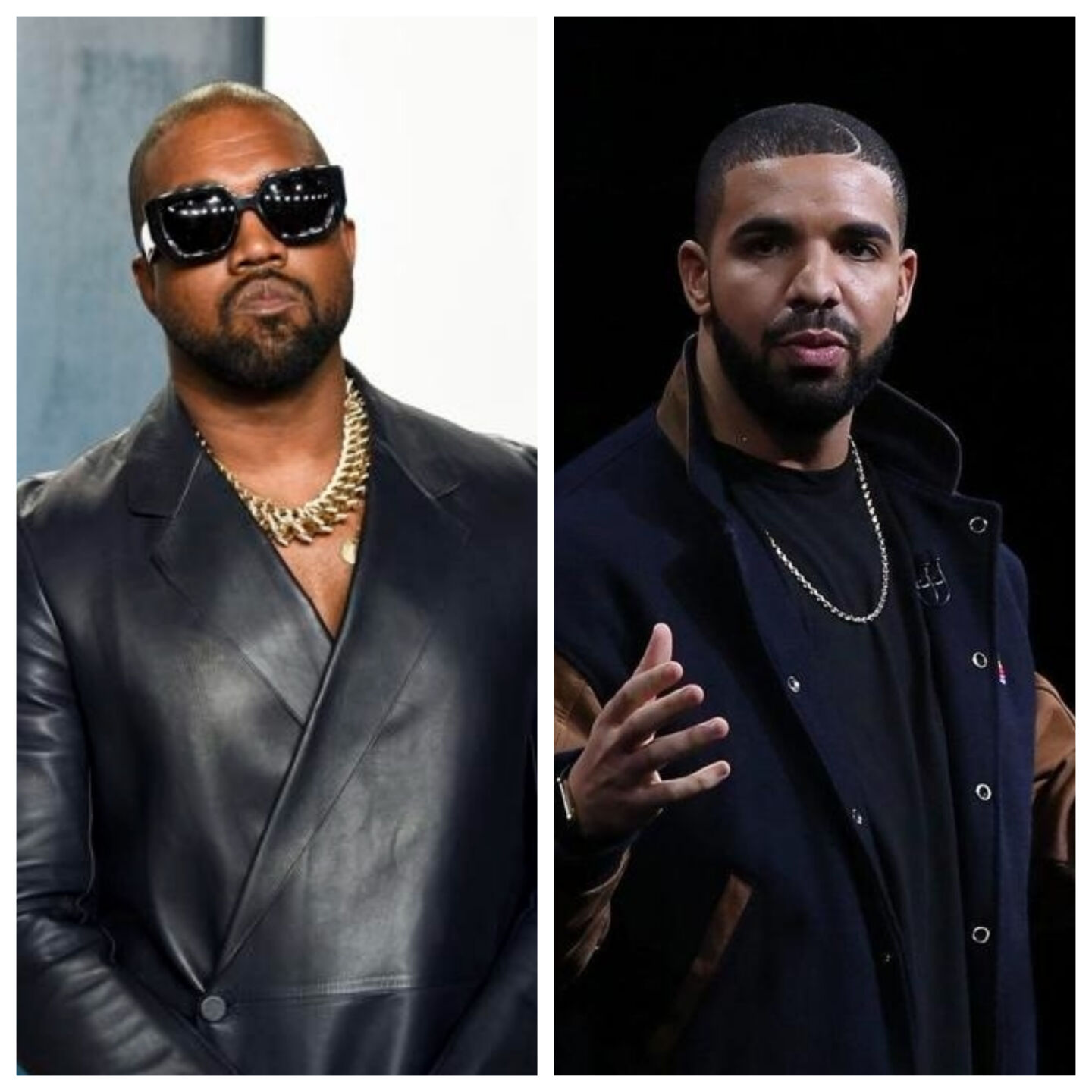 Ye, left, is formerly known as Kanye West, and Drake. (AP file photos)