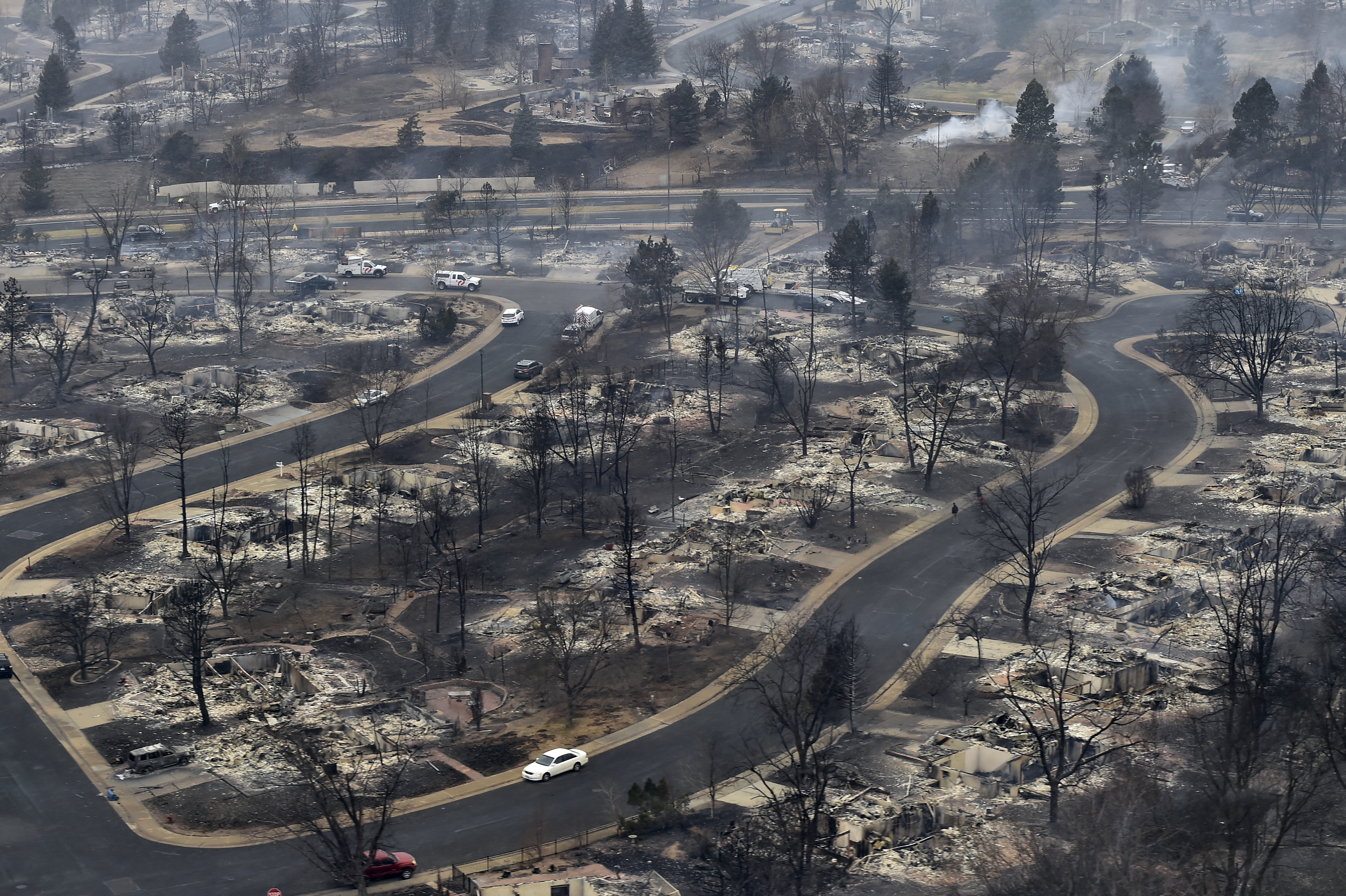 Superior, CO - Ariel photos of homes that were destroyed in the Marshall Fire over night. More than 500 homes were destroyed and that number could climb to nearly a 1,000. The fire consumed homes, businesses and even the Element Hotel near Hwy 36 and McCaslin, the hotel is completely gone. (Photo by John Leyba/Air Cam Helicopter Services) (John Leyba)