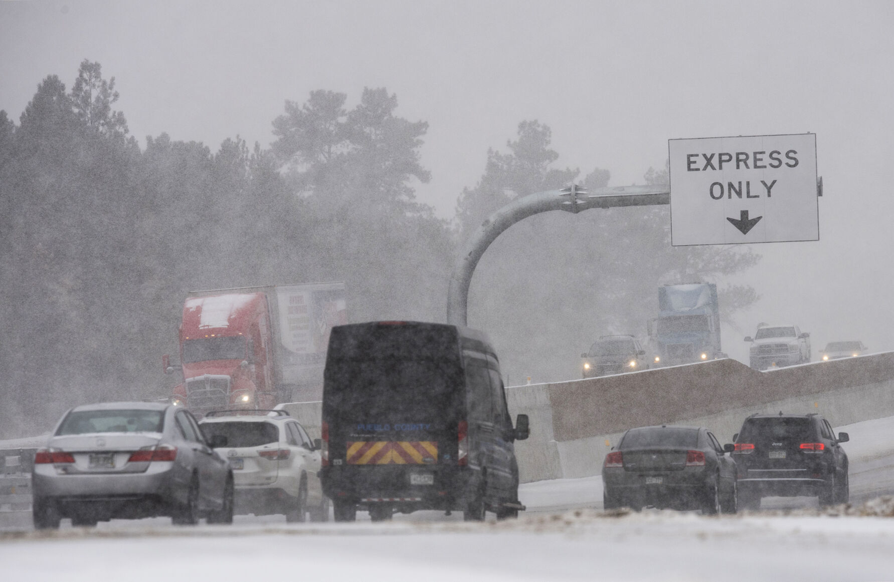 The new express lanes on the I-25 South Gap project opened at 8 a.m. on Friday, Dec. 10. The express lanes span 14 miles on northbound I-25 and 15 miles on southbound I-25. (Chancey Bush, The Gazette)