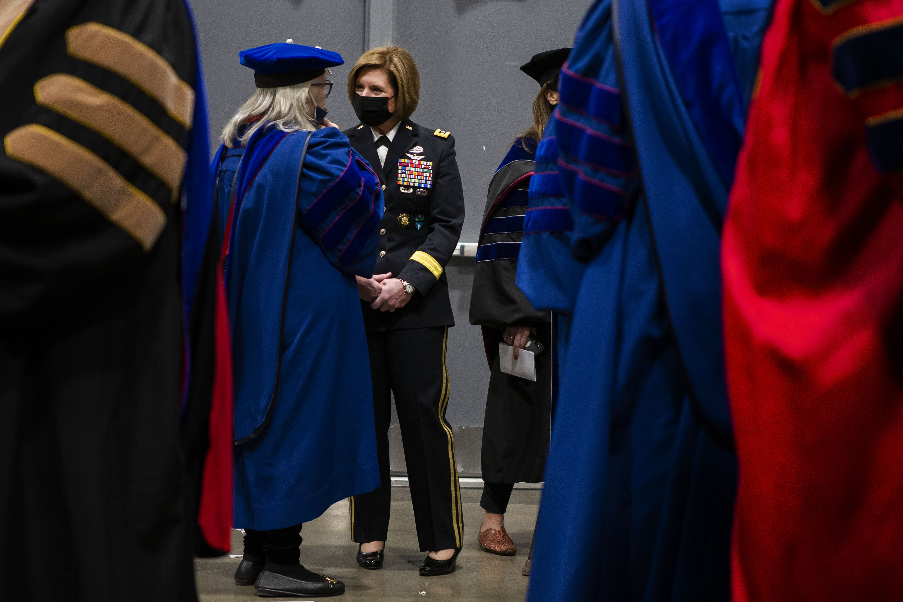 U.S. Army four-star general Laura Richardson talks with Metropolitan State University of Denver Board of Trustees Chair Barb Grogan before a graduation commencement ceremony at the Colorado Convention Center on Friday, Dec. 17, 2021, in Denver, Colo. (TimHursttim.hurst@gazette.comhttps://secure.gravatar.com/avatar/aca82bd62b4ee425c598527cd6faa1b1?d=mm&r=g)