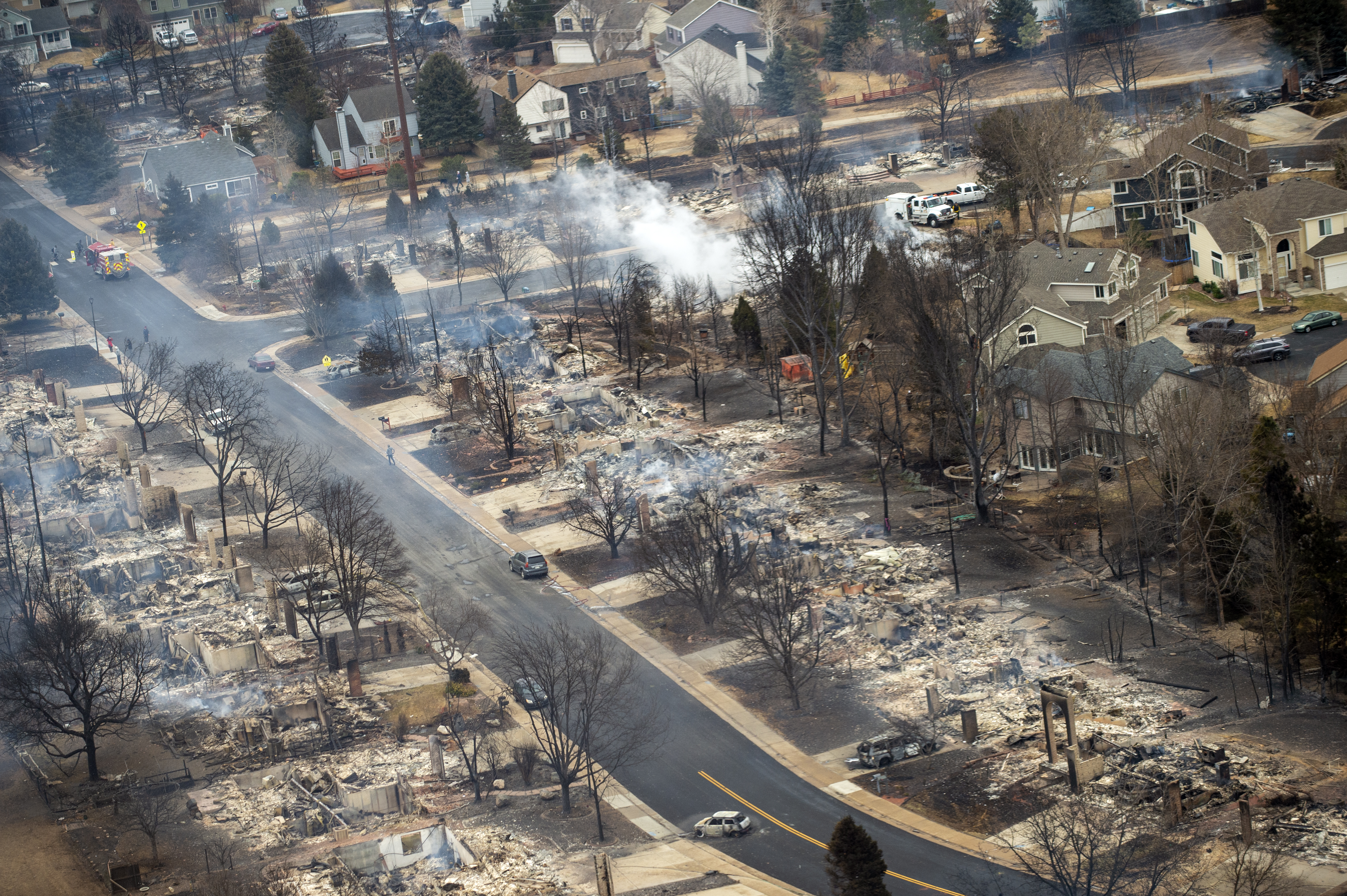 Superior, CO - Ariel photos of homes that were destroyed in the Marshall Fire over night. More than 500 homes were destroyed and that number could climb to nearly a 1,000. The fire consumed homes, businesses and even the Element Hotel near Hwy 36 and McCaslin, the hotel is completely gone. (Photo by John Leyba/Air Cam Helicopter Services) (John Leyba)
